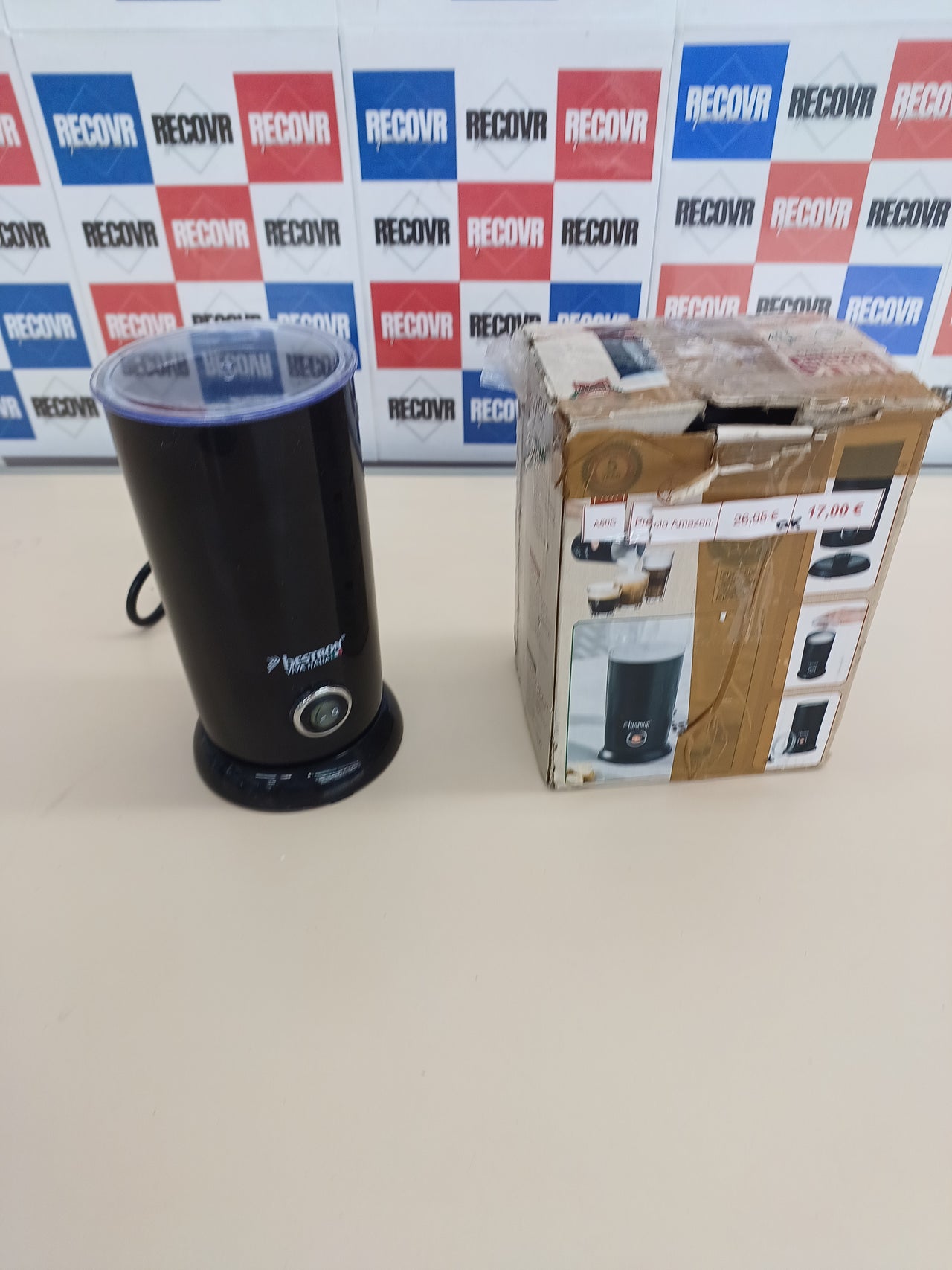 Bestron Espumador de Leche Eléctrico, Viva Italia, Inalámbrico, 550 W, 300 ml, Negro