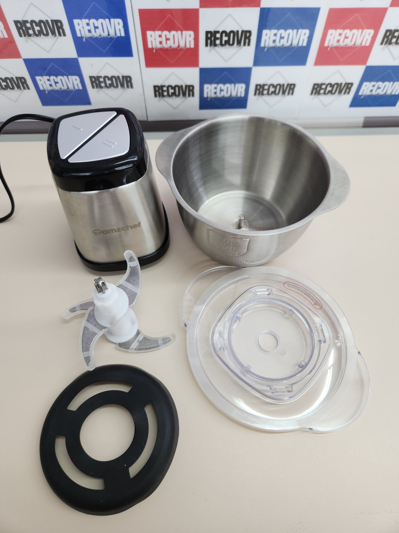 Picadora Eléctrica 500W, 1,5L AMZCHEF  Acero Inox