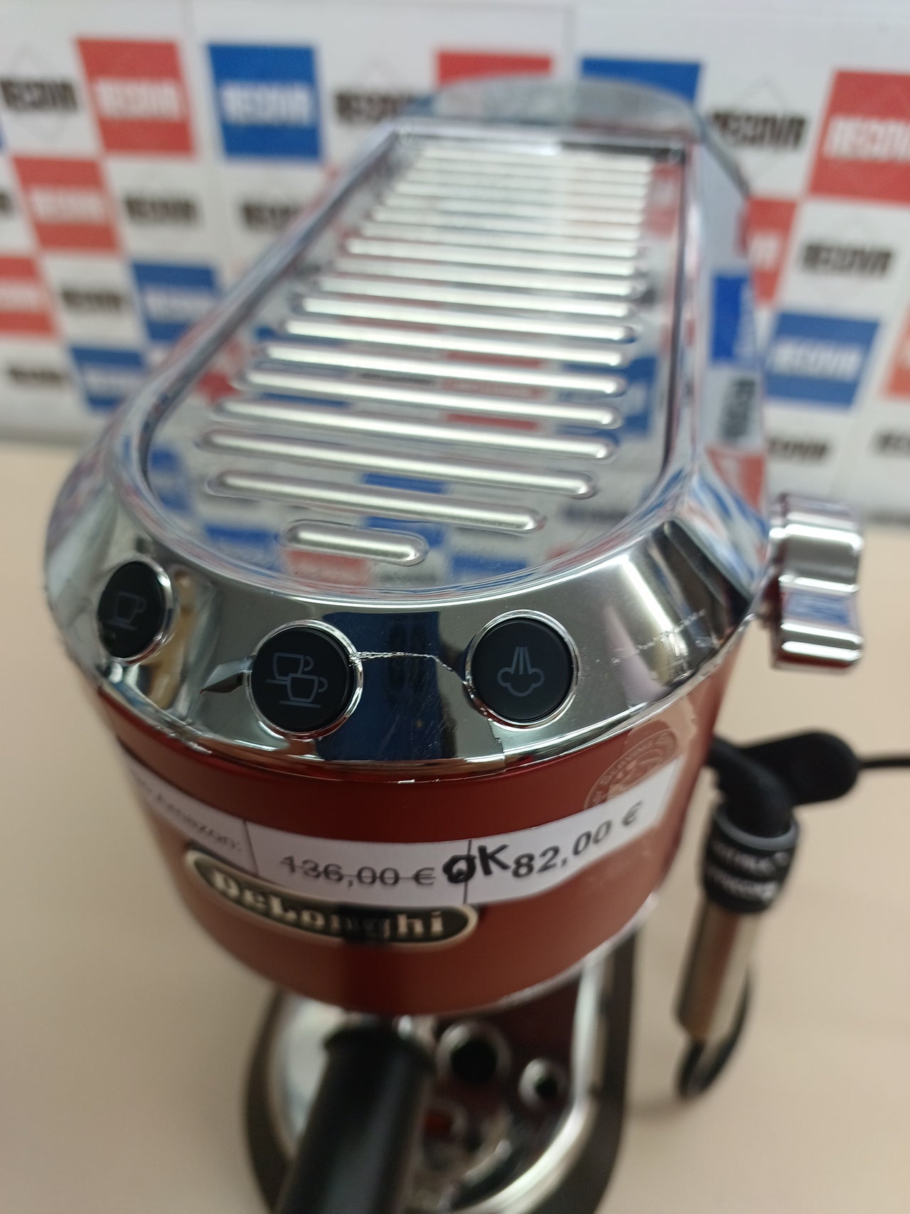 Cafetera espresso bomba acero 1,3 L roja - De'Longhia