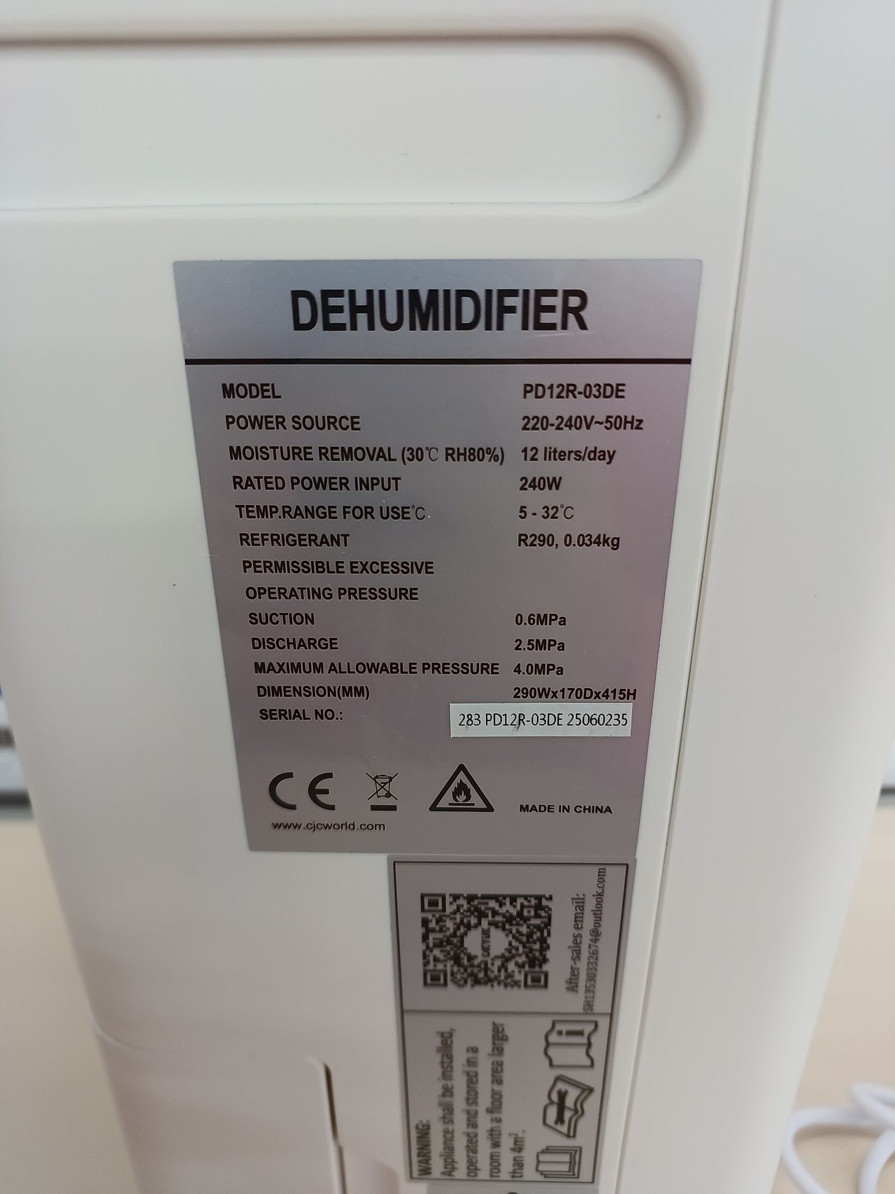 Deshumidificador 12L Digital para Hogar 40m²