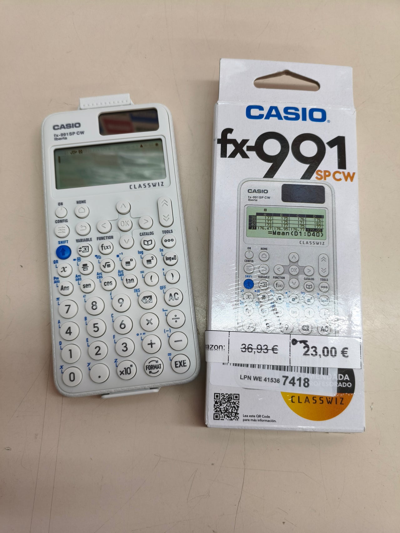 Calculadora científica Casio FX-991SP CW solar (blanca)