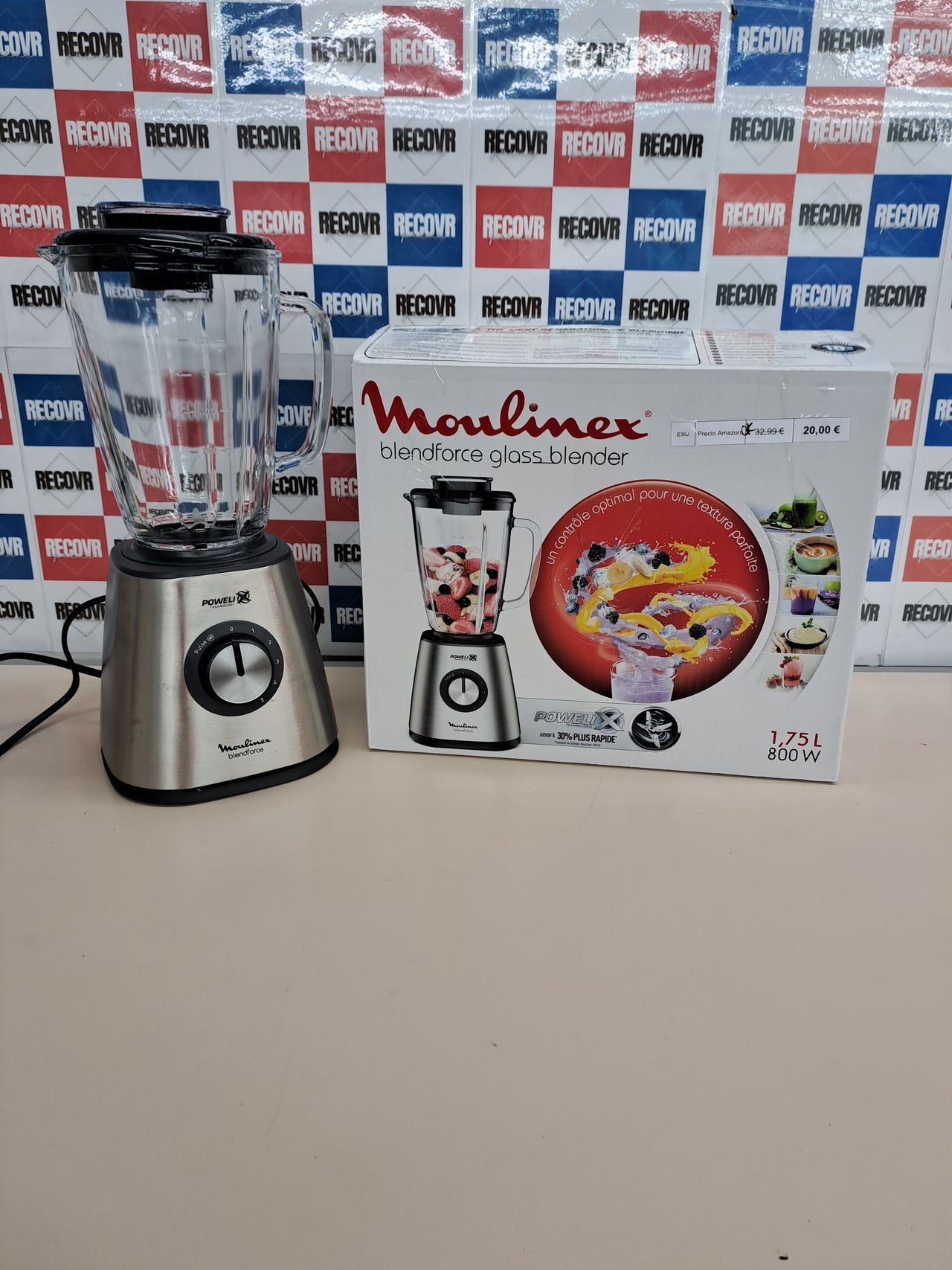 Batidora vaso 800 W 1,75 L 5 velocidades – Moulinex