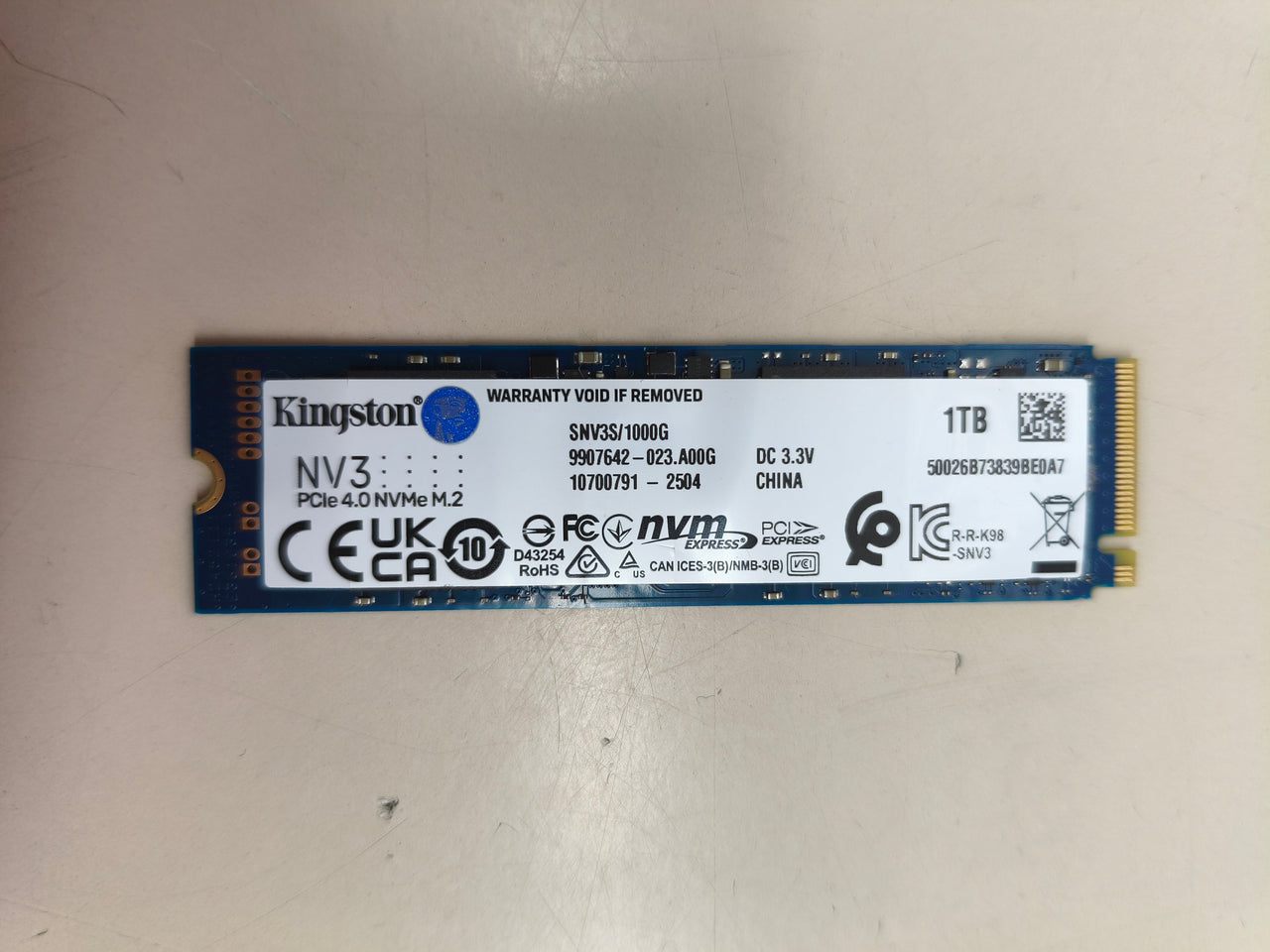 SSD para PC portátil y sobremesa NVMe 1TB Kingston NV3 PCIe 4.0 M.2