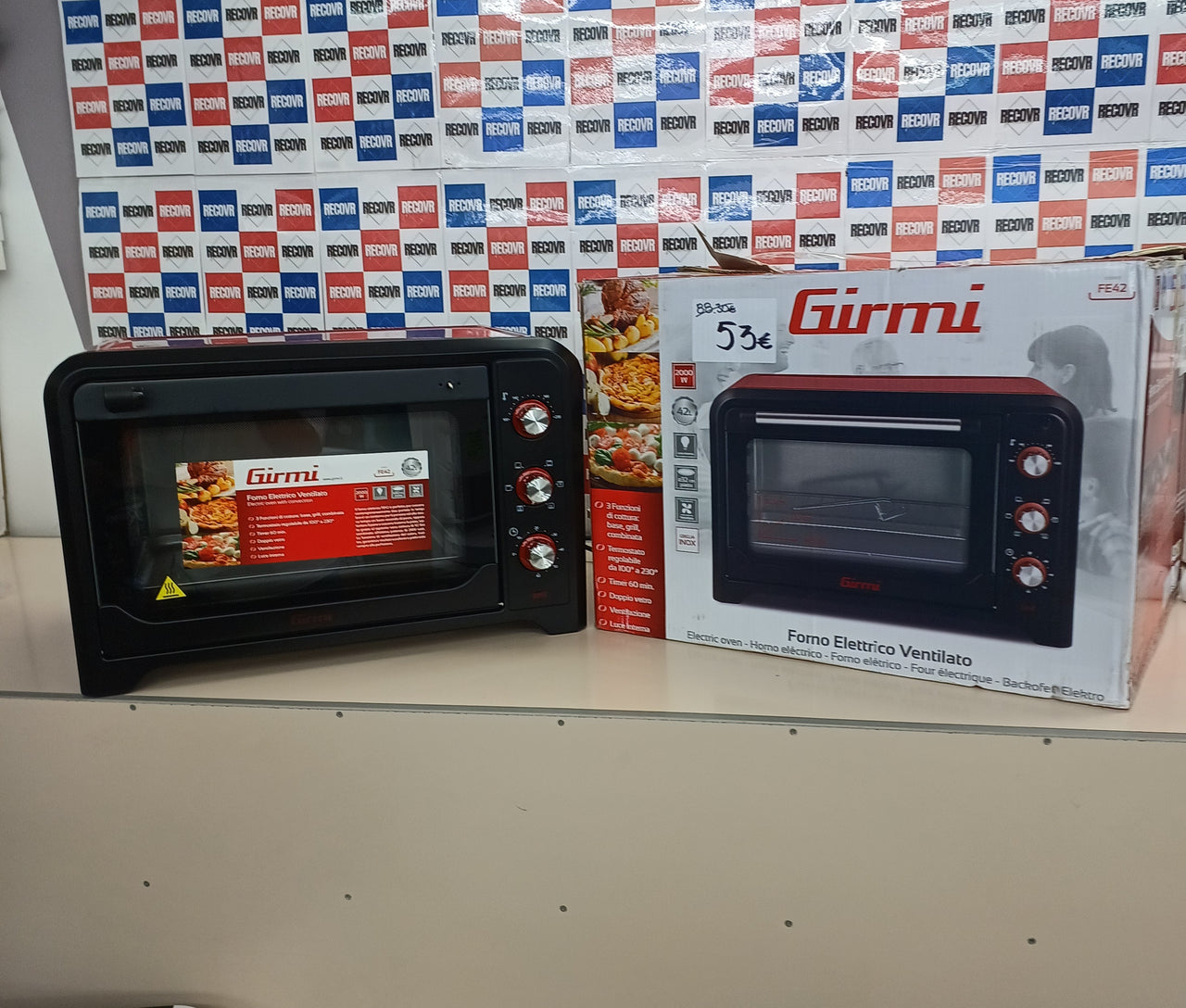 Horno eléctrico 2000 W acero inoxidable rojo Girmi