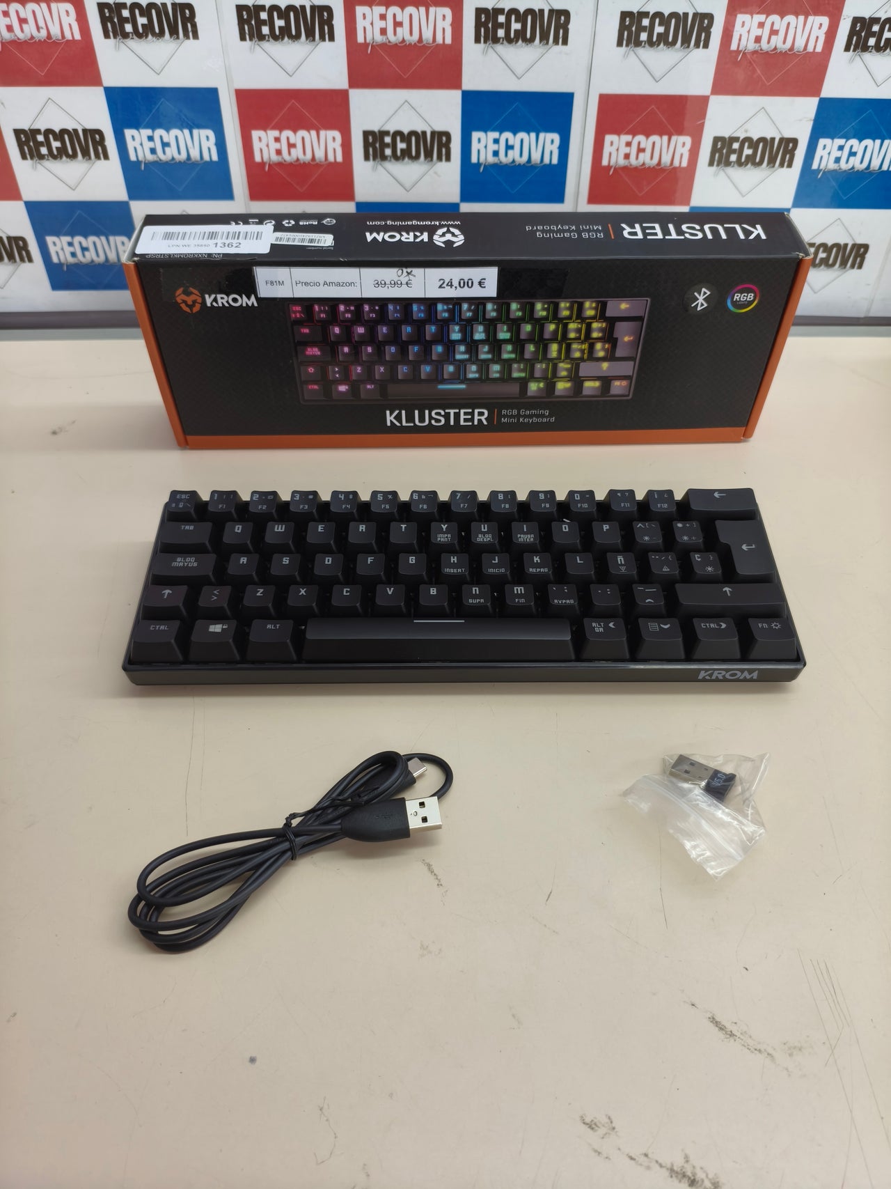 Teclado mecánico gaming KROM KLUSTER 60% RGB, Bluetooth/USB