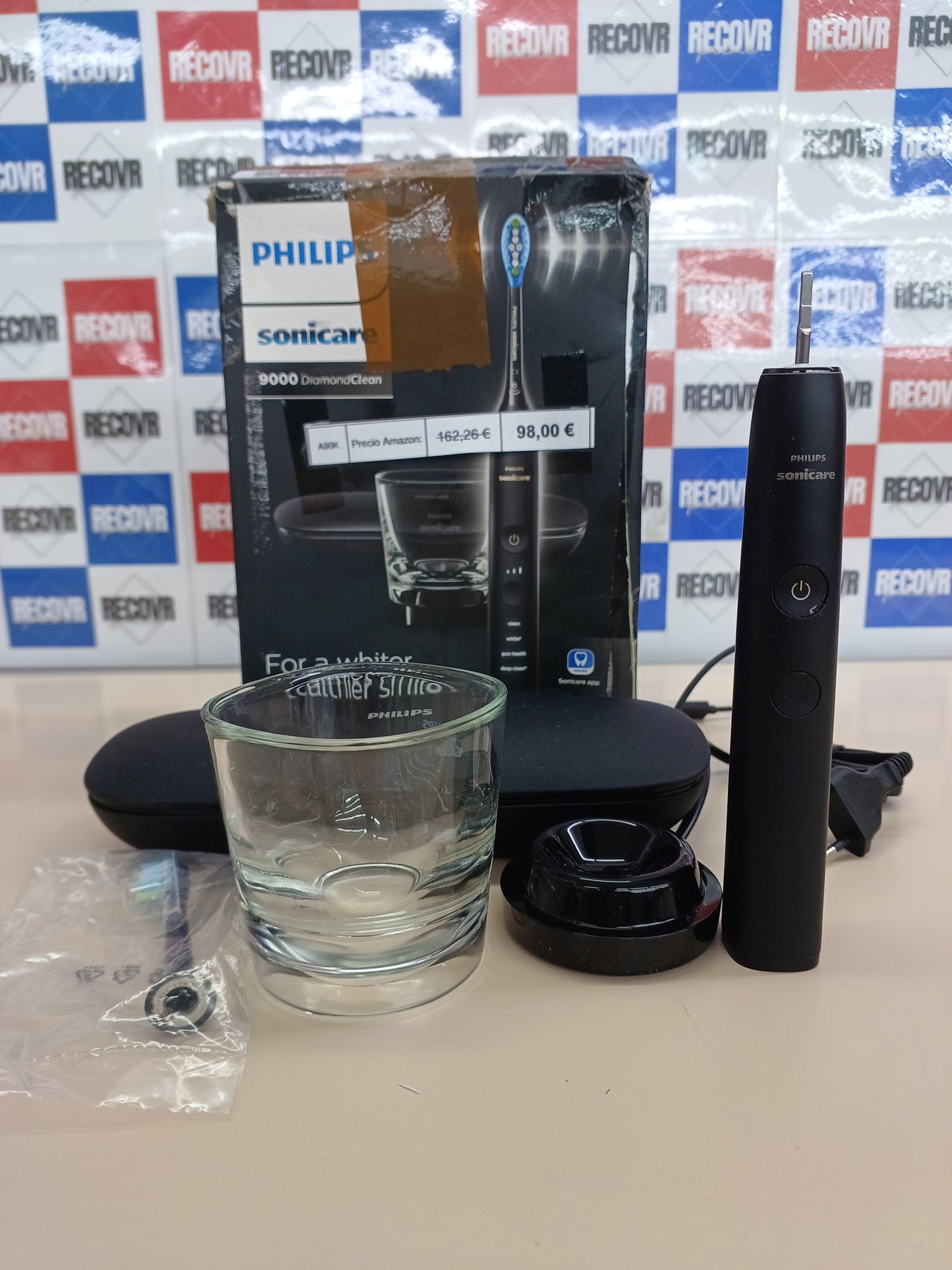 Philips Sonicare DiamondClean 9000 cepillo dental eléctrico, cepillo dental sónico con aplicación, sensor de presión, 4 modos de cepillado, 3 niveles de intensidad, negro, modelo HX9911/09