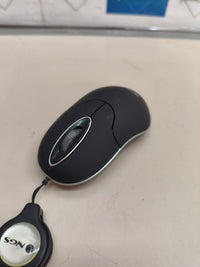 Ratón óptico NGS SIN BLACK, USB retráctil, 1000 DPI
