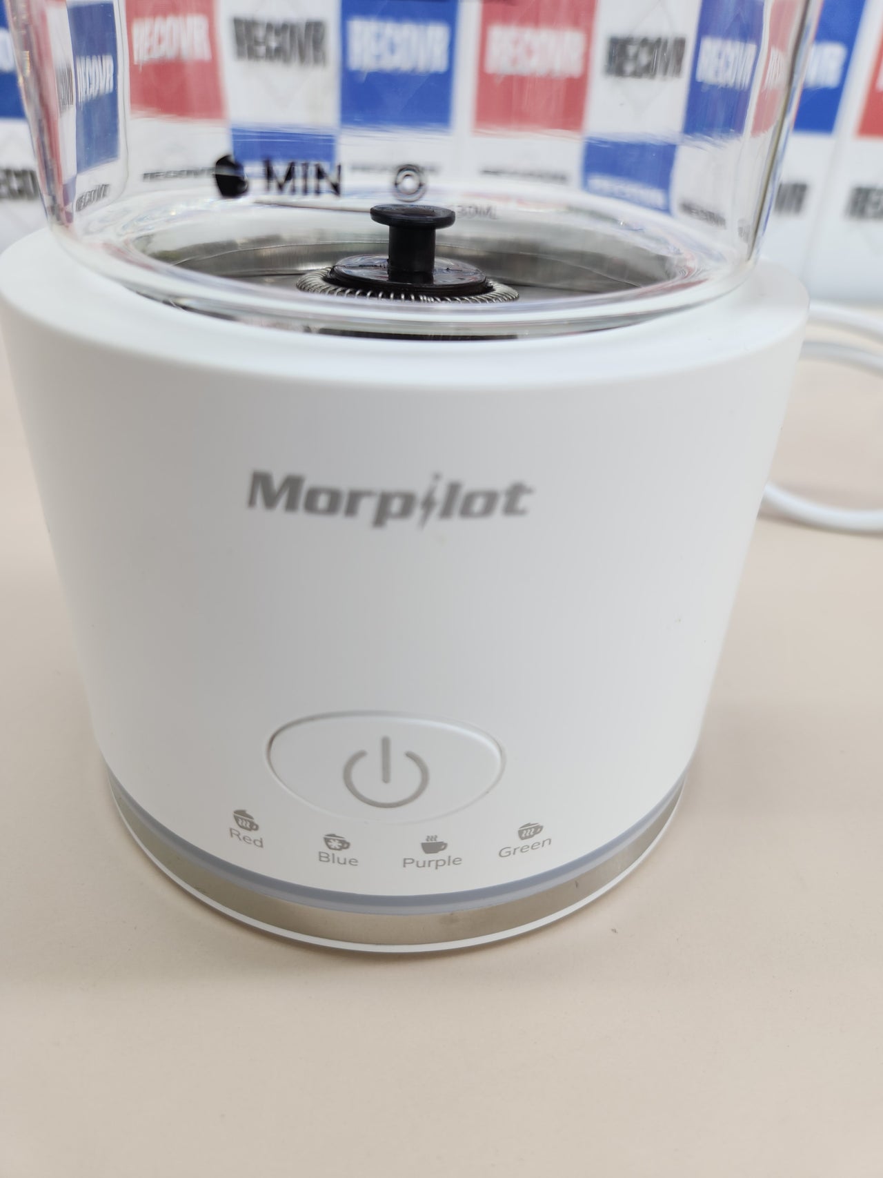 Espumador 50 ml 4 en 1 función,de leche eléctrico, Milk Frother de cristal, bonito para ver, 2apuchino o 300 ml leche caliente, diseño dividido, blanco Morpilot