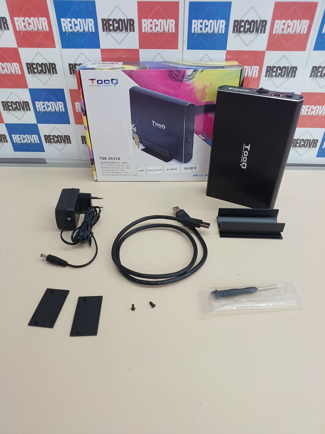 Carcasa HDD 3,5″ USB 3.0 aluminio negro - TooQ