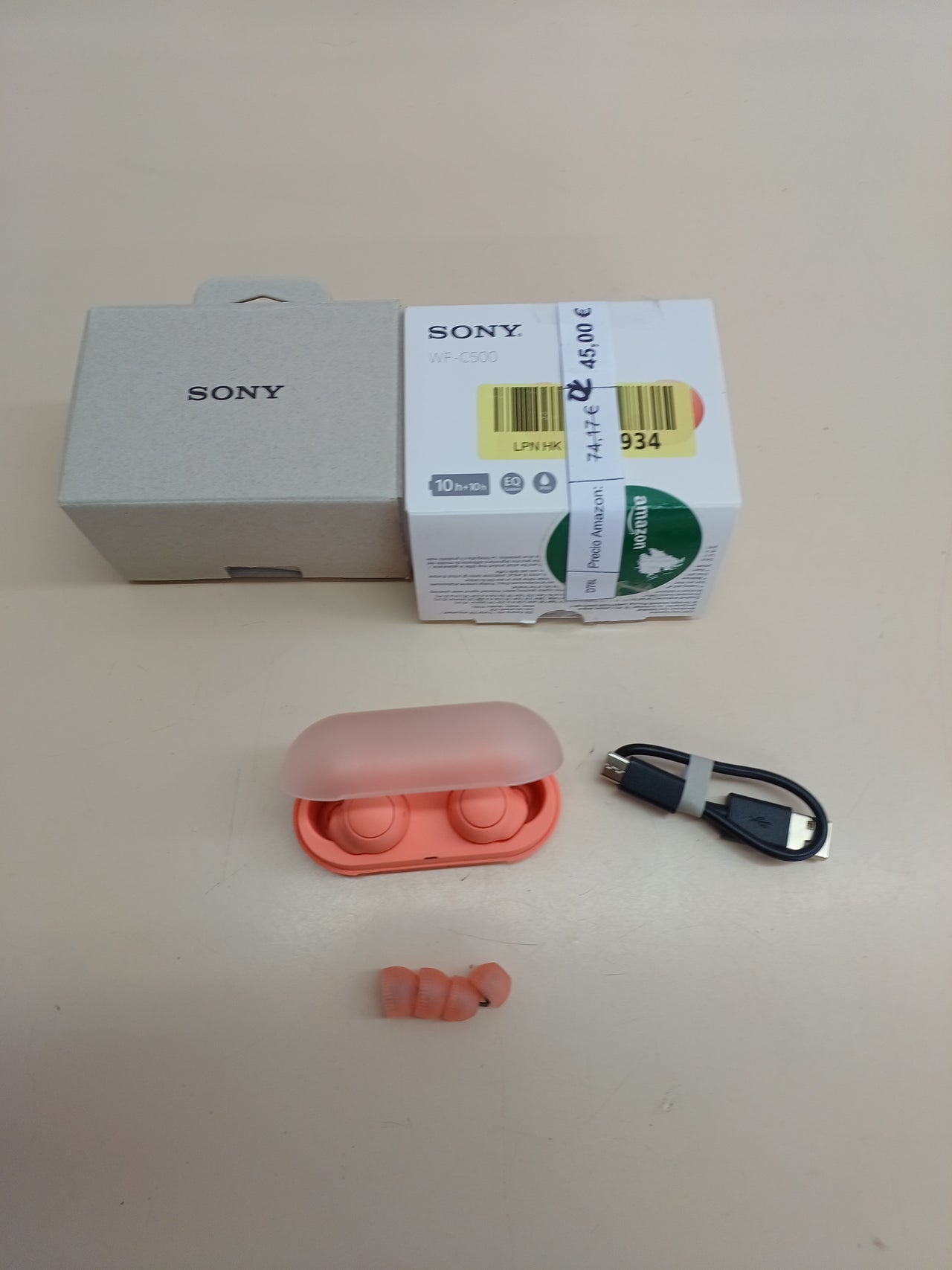 Auriculares true wireless Bluetooth naranja - Sony WF-C500