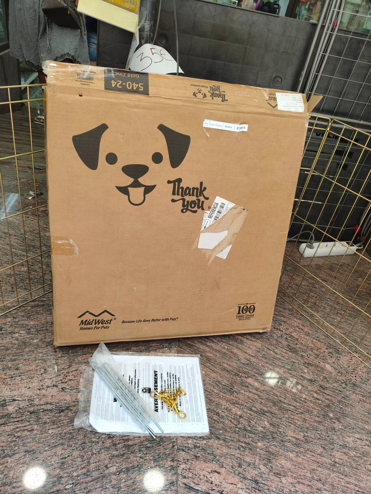 Parque metálico plegable para perros con puerta