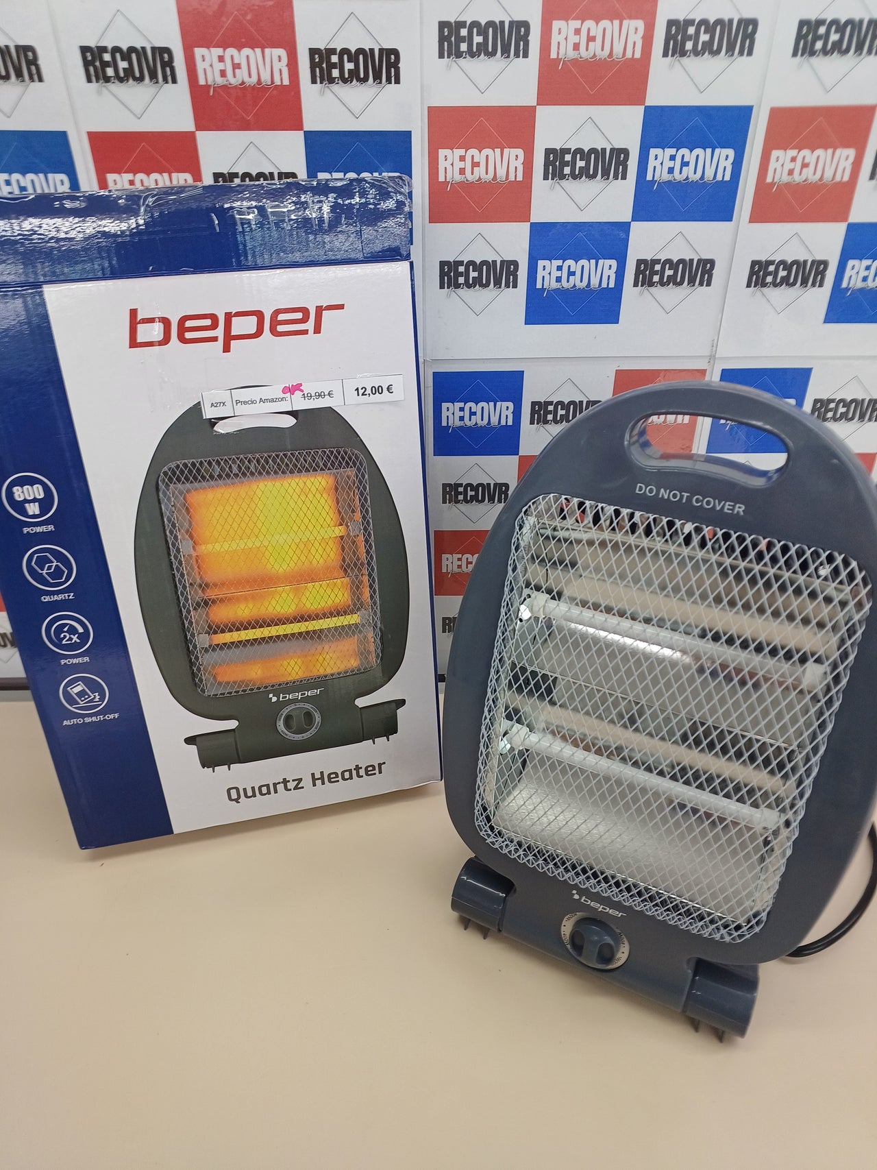 Estufa cuarzo, 400/800W, Calentamiento rápido, 2 niveles de potencia, 2 resistencias, Función ecológica, Apagado automático, BEPER P203PAN004.