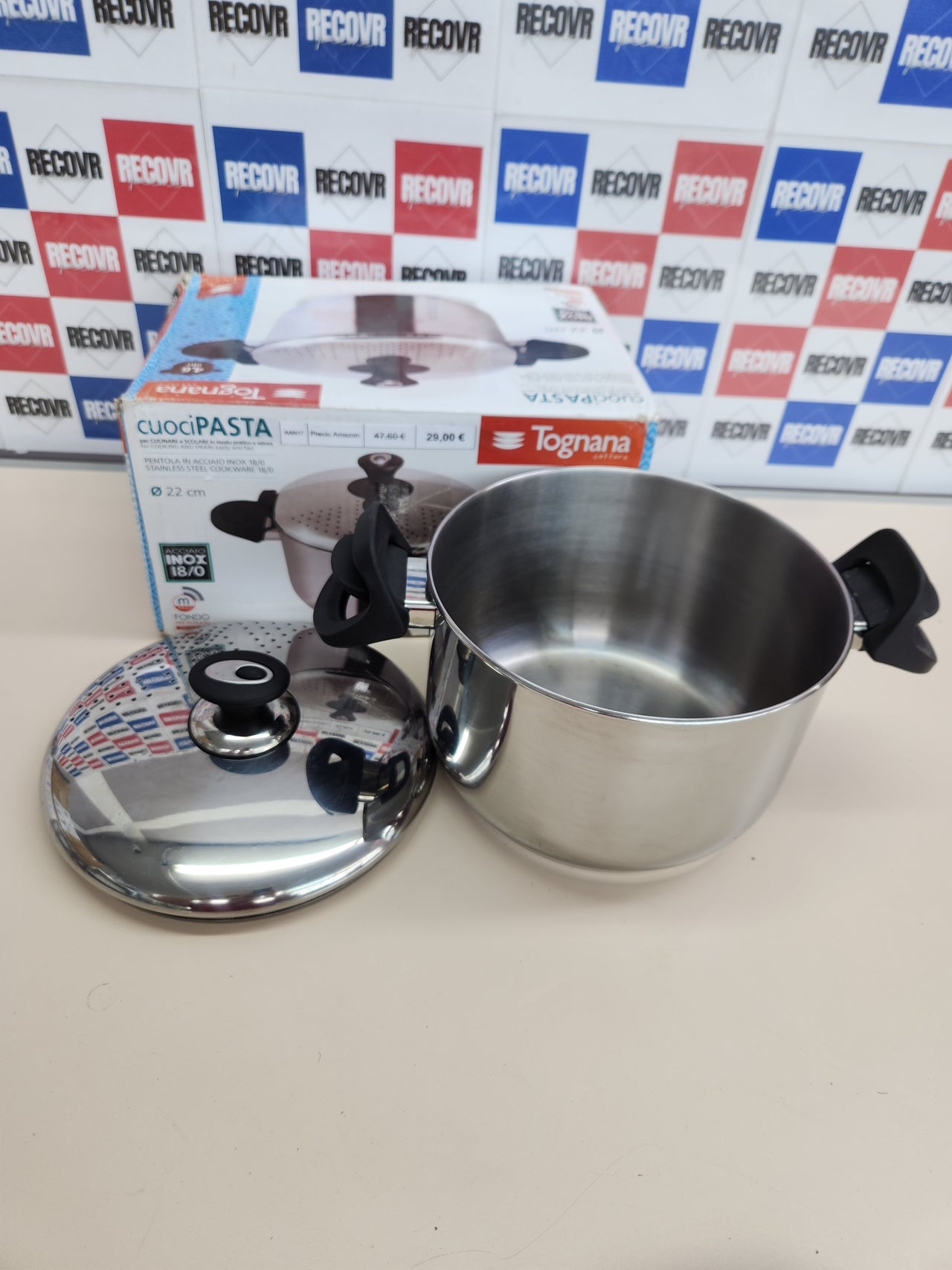 Tognana Vanitosa Set Pastapot, Acero Inoxidable, Plateado, 22 cm