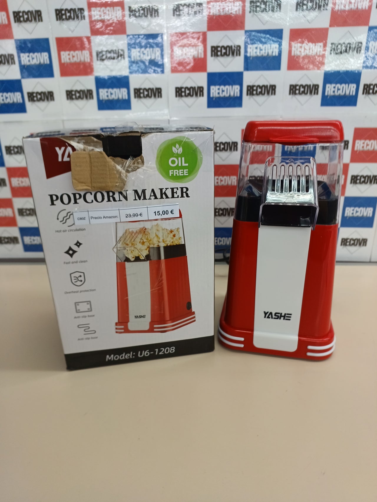 Palomitero aire 1200 W sin aceite YASHE