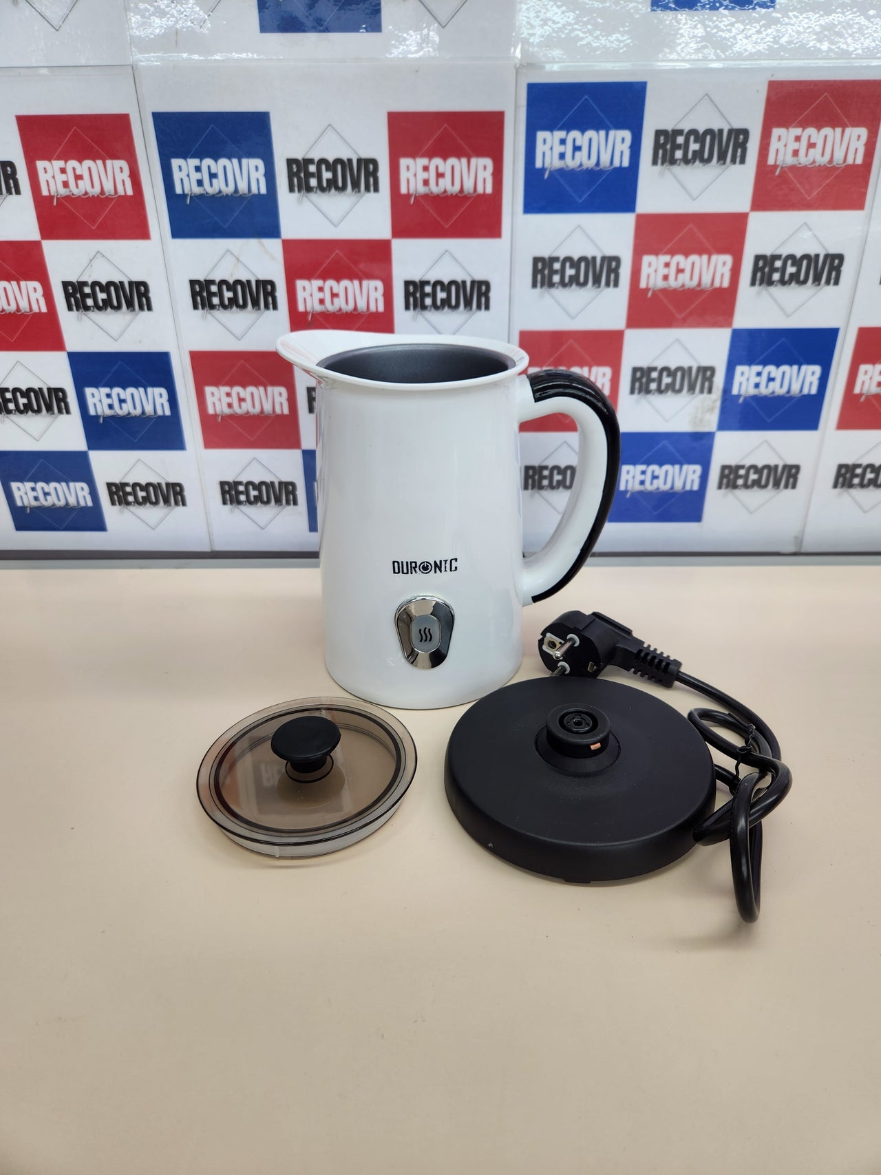 Duronic MF130 Espumador de leche - Prepara espuma Caliente o Fría, 550W, Base Inalámbrica 360°, Capacidad de 130 ml para espumar y 240 ml para calentar, Seguro y Fácil de Limpiar