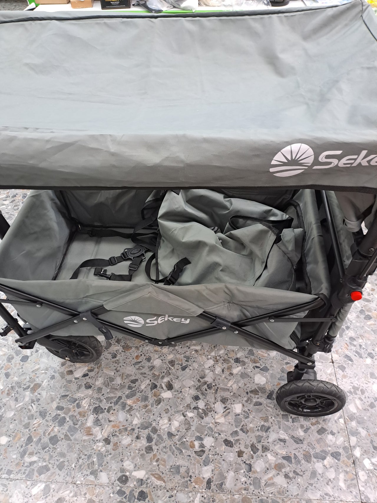 Carro plegable infantil 2 niños 100kg techo 110L Sekey