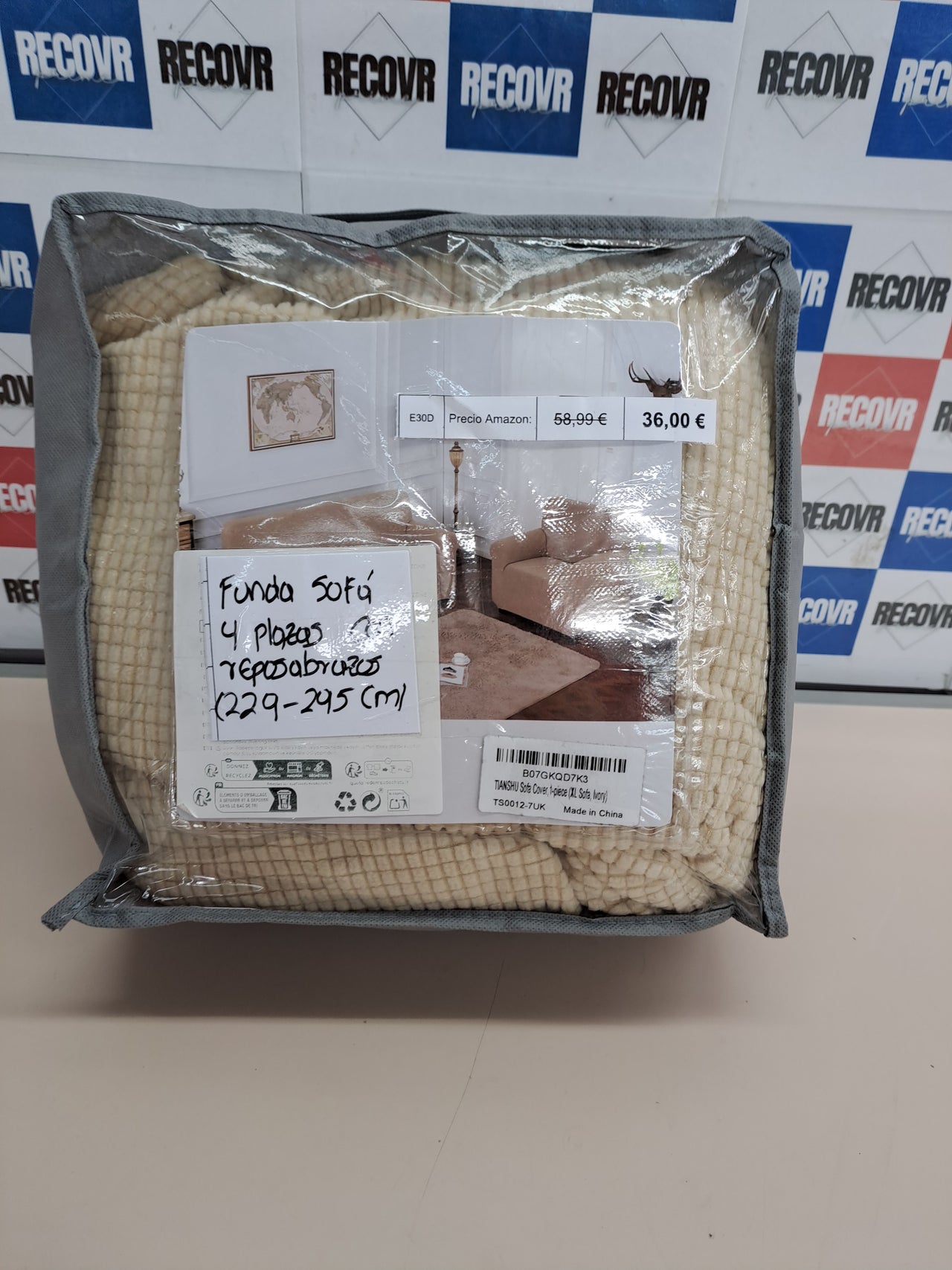 Funda sofá elástica 4 plazas lavable antideslizante TIANSHU