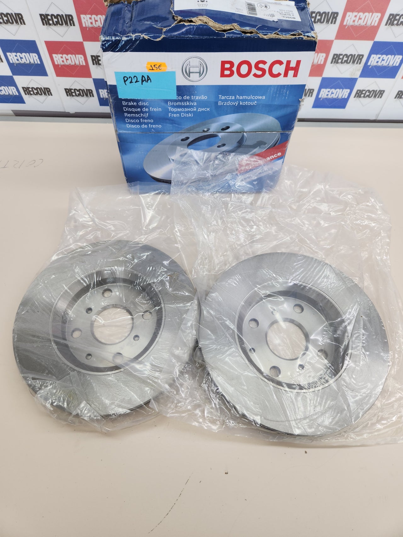 Bosch BD1105 Discos de freno, certificación ECE-R90, 1 juego de 2 discos para Peugeot, Citroen,Toyota