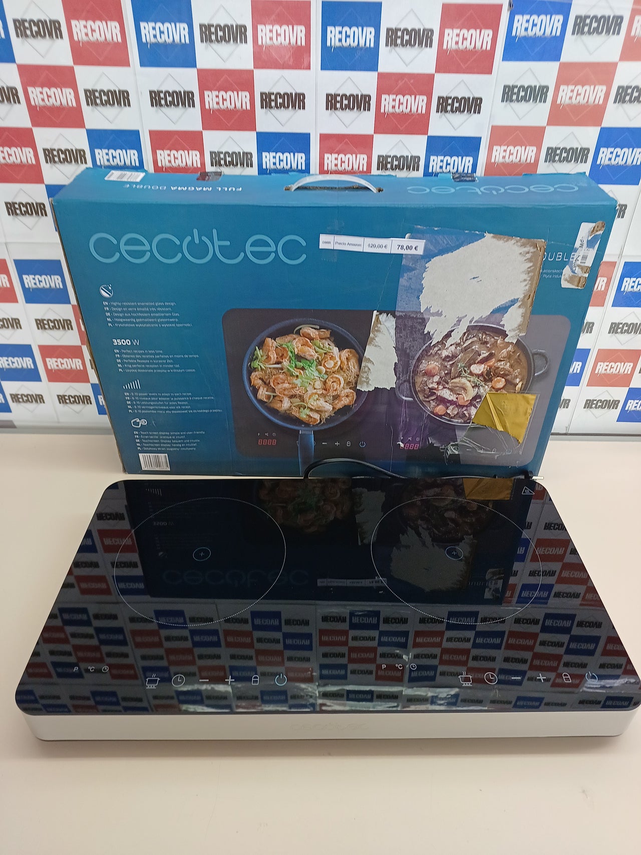 Placa inducción portátil 2 fuegos 3500 W táctil programable - Cecotec