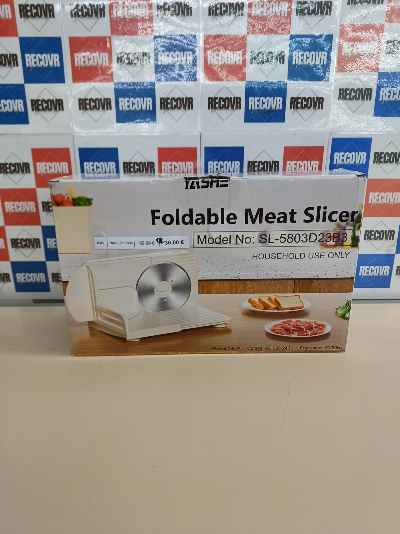 Cortadora De Fiambre YASHE Plegable, 180W, Con Hoja Dentada