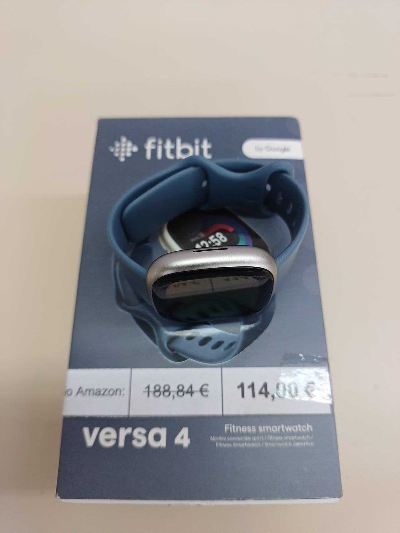 Smartwatch Fitbit Versa 4,, Unisex-Adult, Azul Menta/Aluminio Platino, One Size, Waterfall Blue/Platinum
