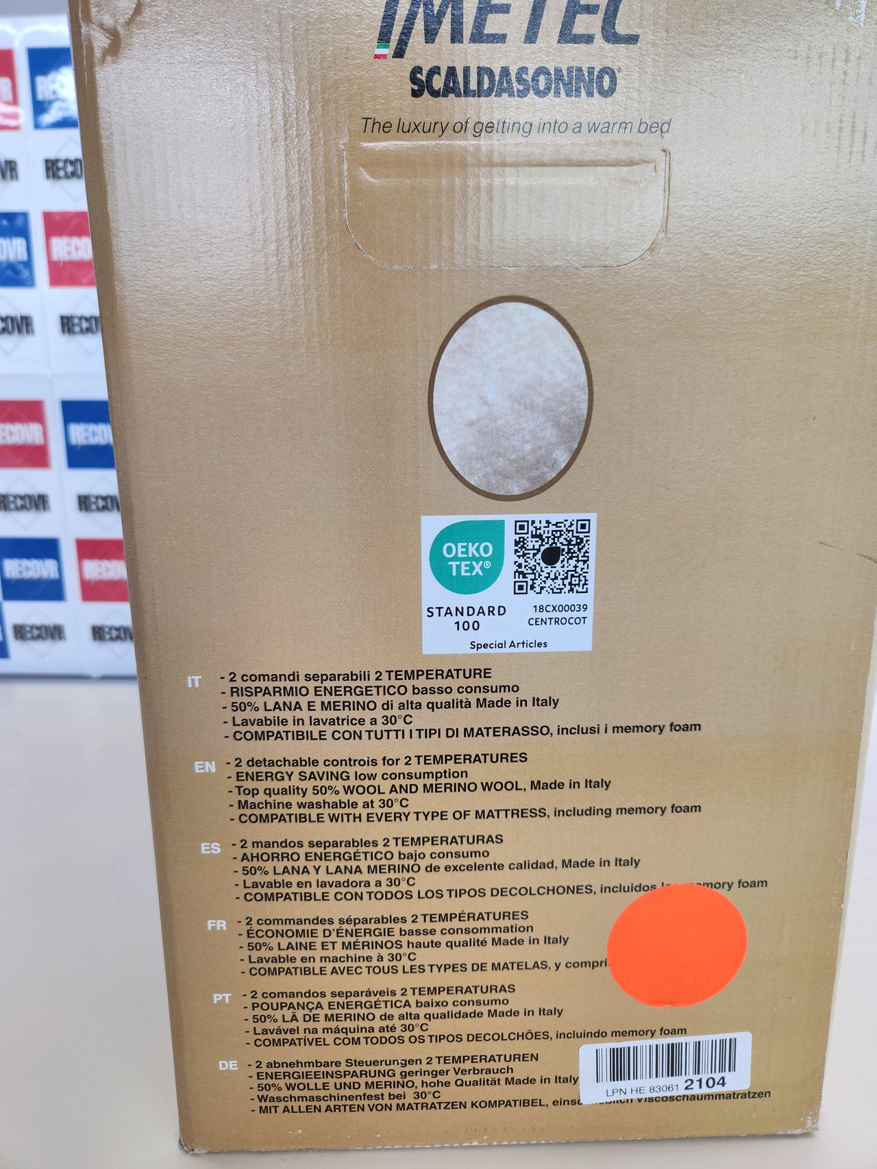 Imetec Scaldasonno doble 150 x 160 cm, 50 % lana merina, 2 temperaturas, dispositivo de seguridad Electro Block, fabricado en Italia