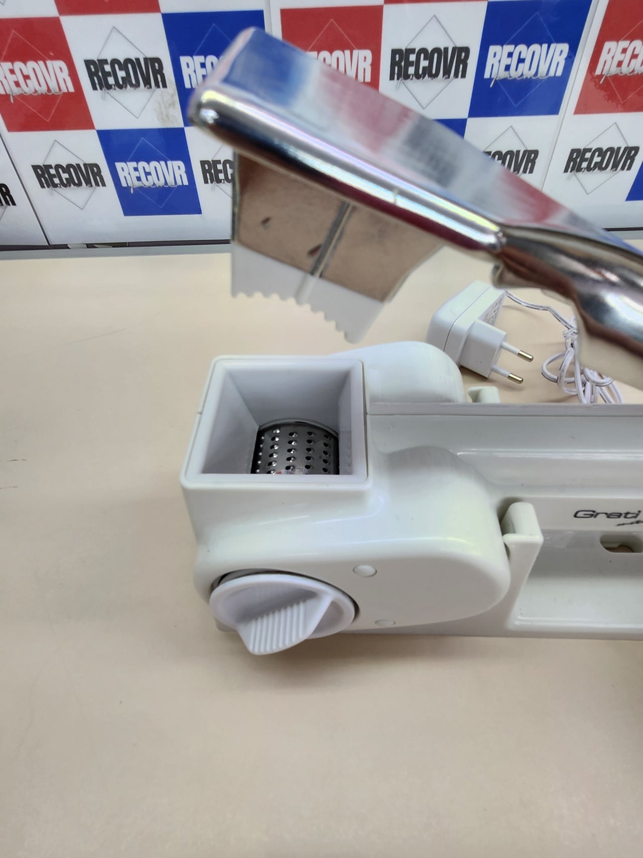 Ralladora Queso Eléctrico Inalámbrico, 1500 mAh, Ariete Gratì Metal 44, Blanco, 2 Rodillos de Acero Inoxidable