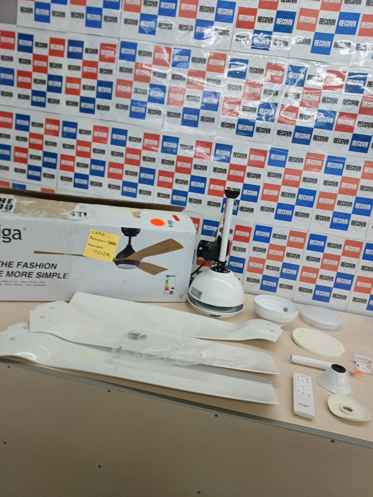 Ventilador techo 132 cm con luz 6 velocidades Reiga