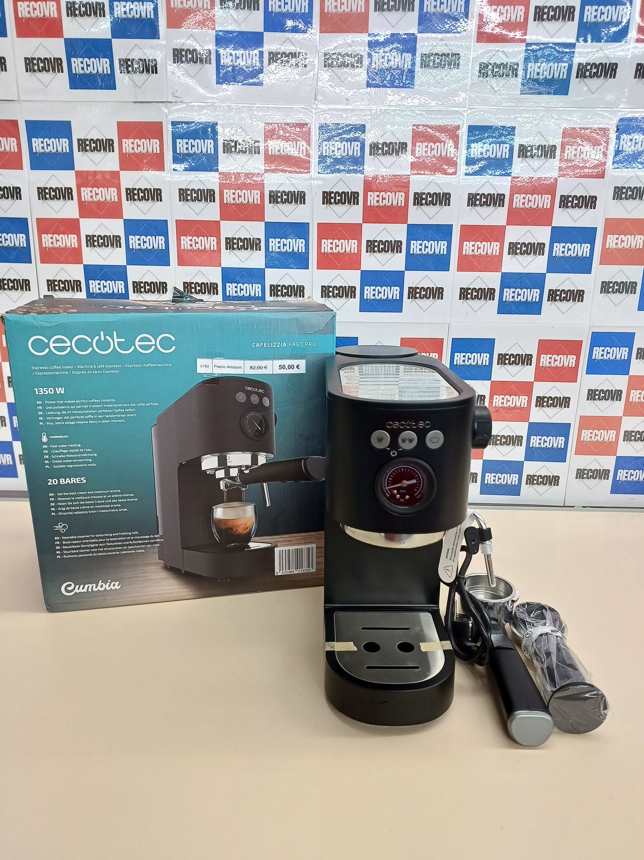 Cecotec Cafetera Express Cafelizzia Fast Pro. 1350 W