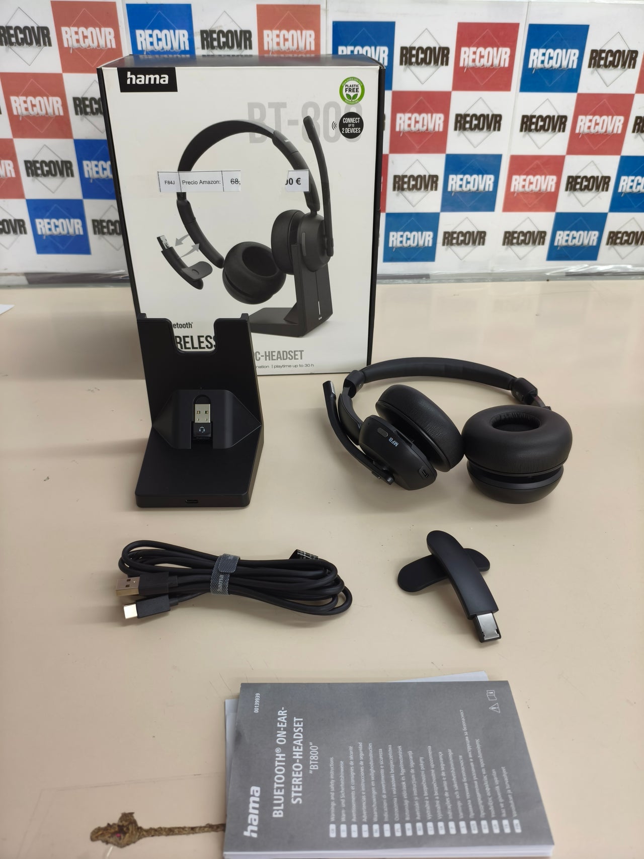 Auricular Bluetooth mono con base de carga para PC