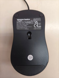 Ratón con cable Amazon Basics, 3 botones, silencioso, negro