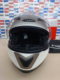 Casco Moto talla S (55 56 cm) Modular ECE Homologado - YEMA E13-0510253-WS  Casco de Moto Integral Scooter para Mujer Hombre Adultos con Doble Visera-Blanco-