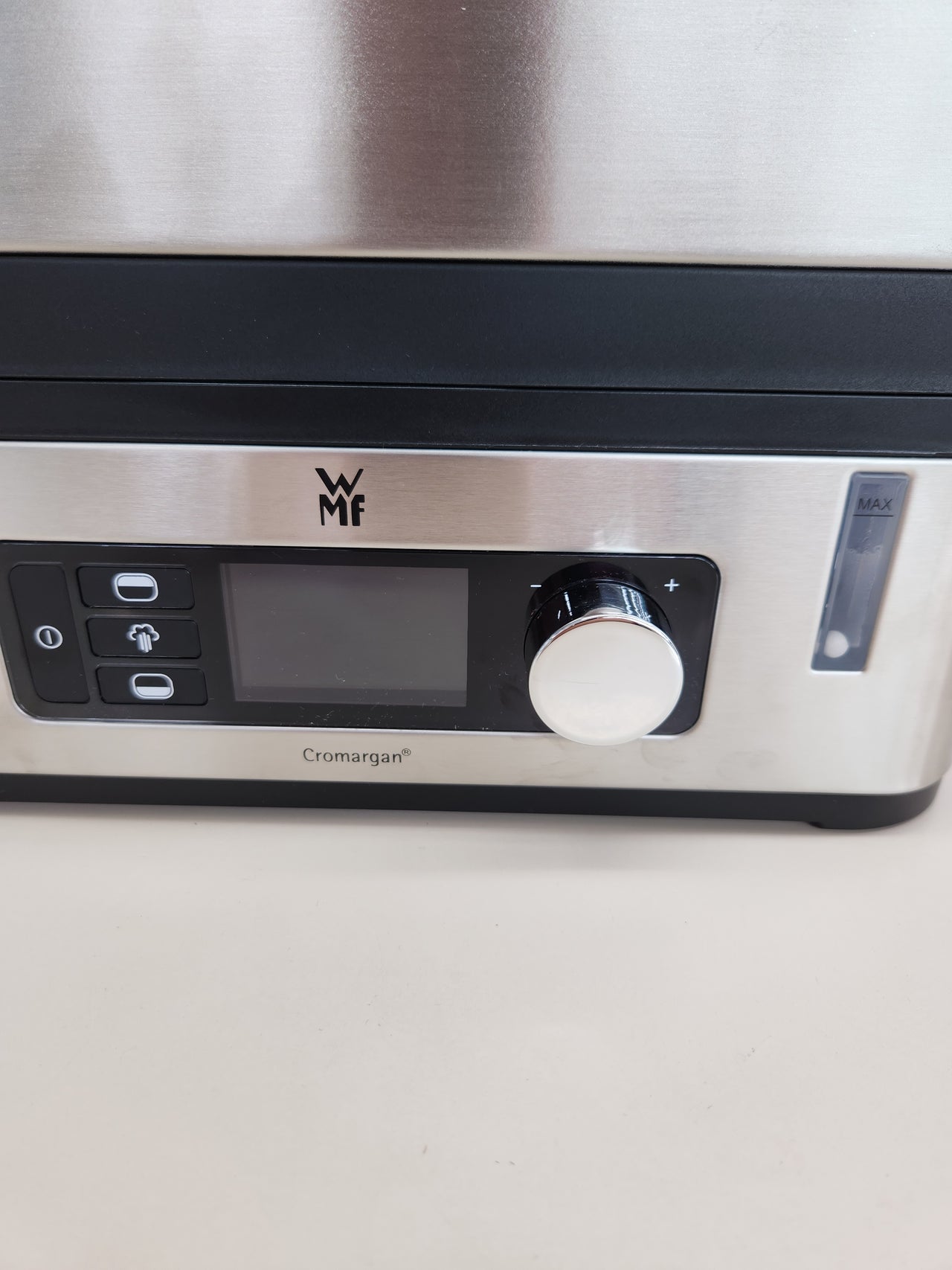 Vaporera, 900 W de hasta 4.3 l y depósito de Agua de 1.1 l, dos Zonas de cocción y función de mantenimiento de la calor, acabados de acero Inoxidable de cromargan WMF Kitchenminis