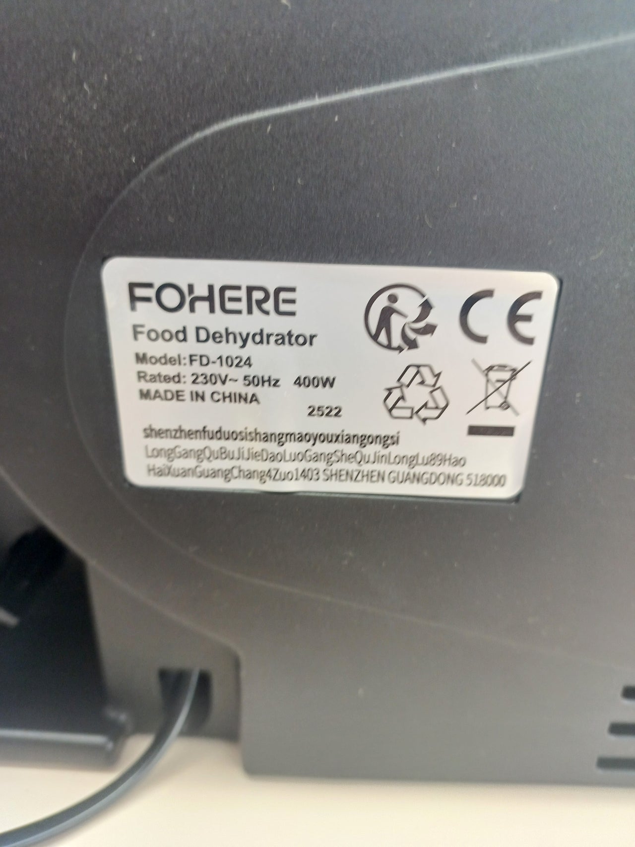 Deshidratador 5 bandejas, LED, temporizador FOHERE