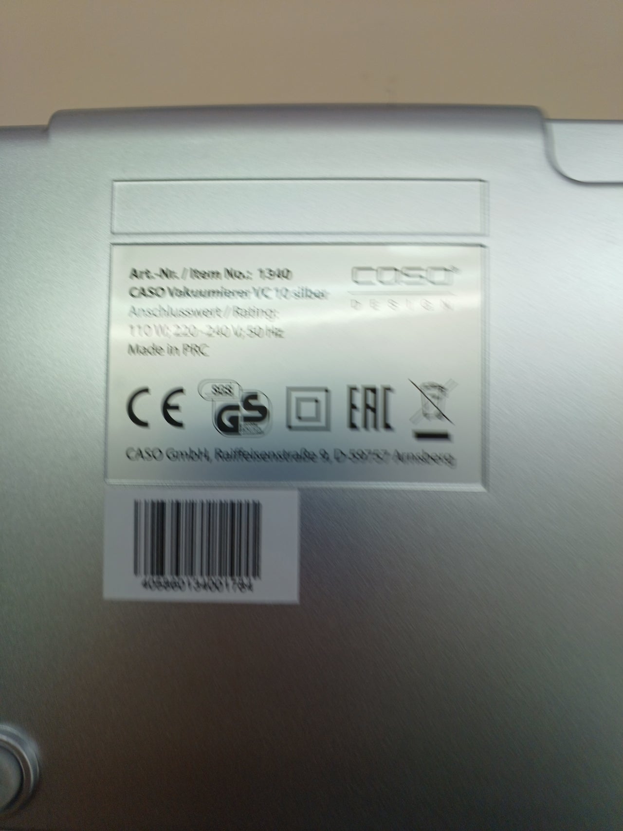 Envasadora al vacío compacta, sellado 30 cm CASO