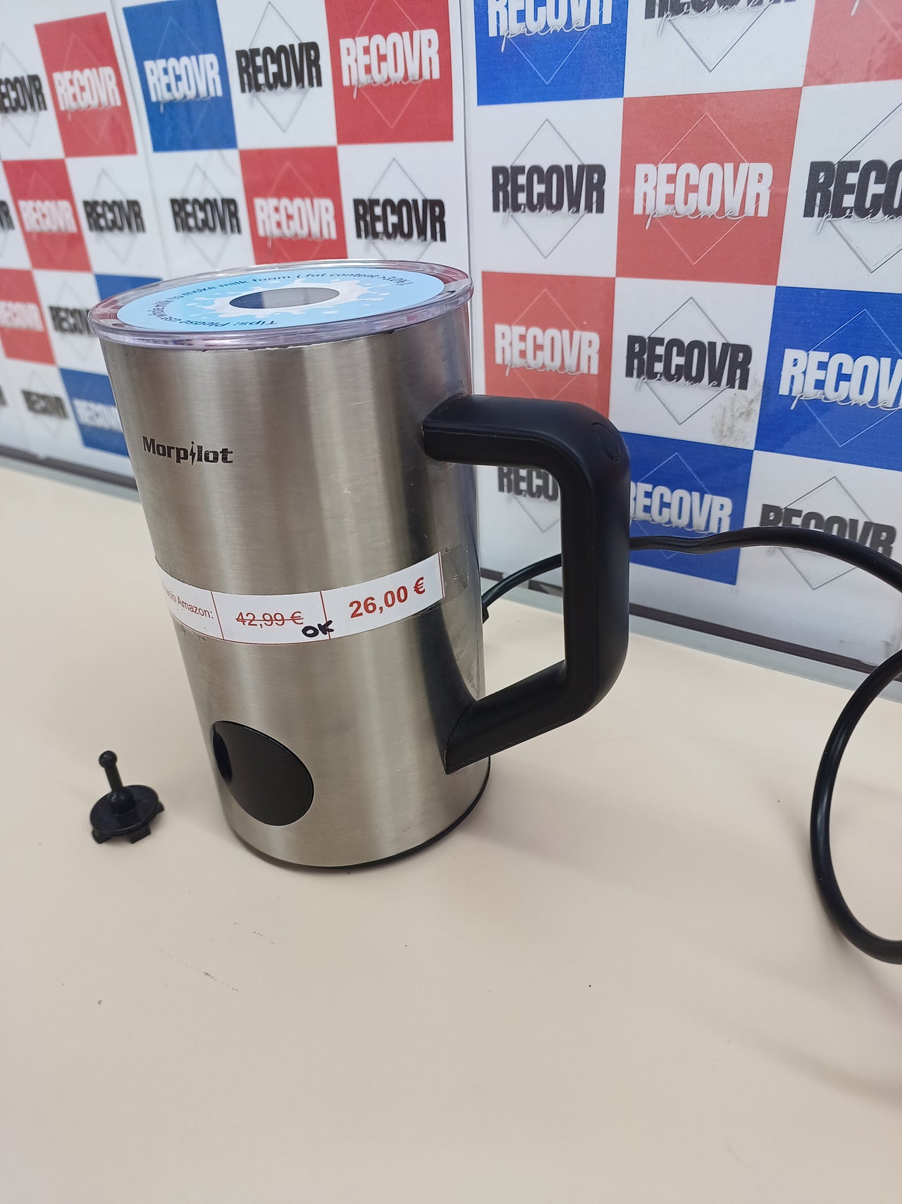 Espumador Leche Eléctrico 6 en 1, Espumador leche 350 ml  Leche Caliente y Chocolate, Espuma Caliente y Fría para Latte, Capuchinos, Macchiato, Acero Inoxidable Morpilot.