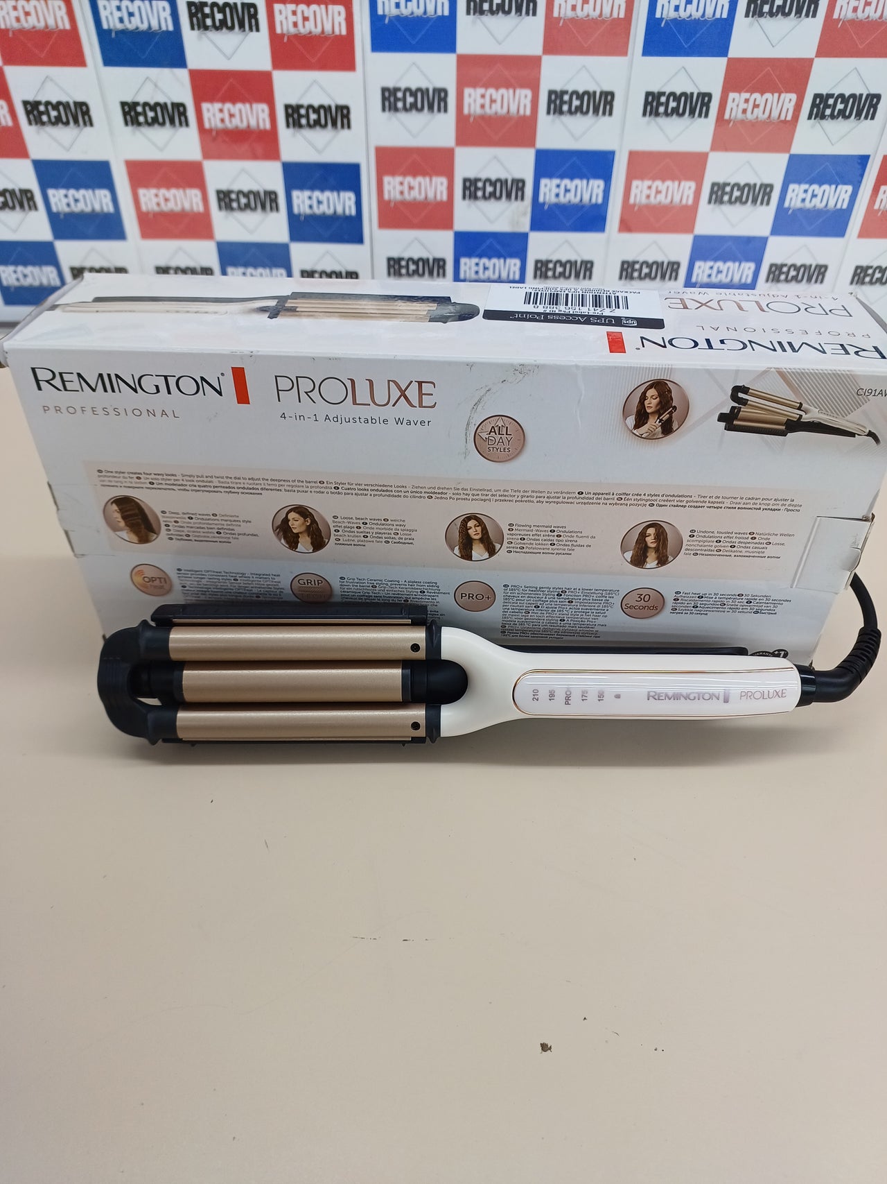 Remington Ondulador de Pelo PROluxe 4 in 1, Peinados Duraderos, Cerámica, CI91AW
