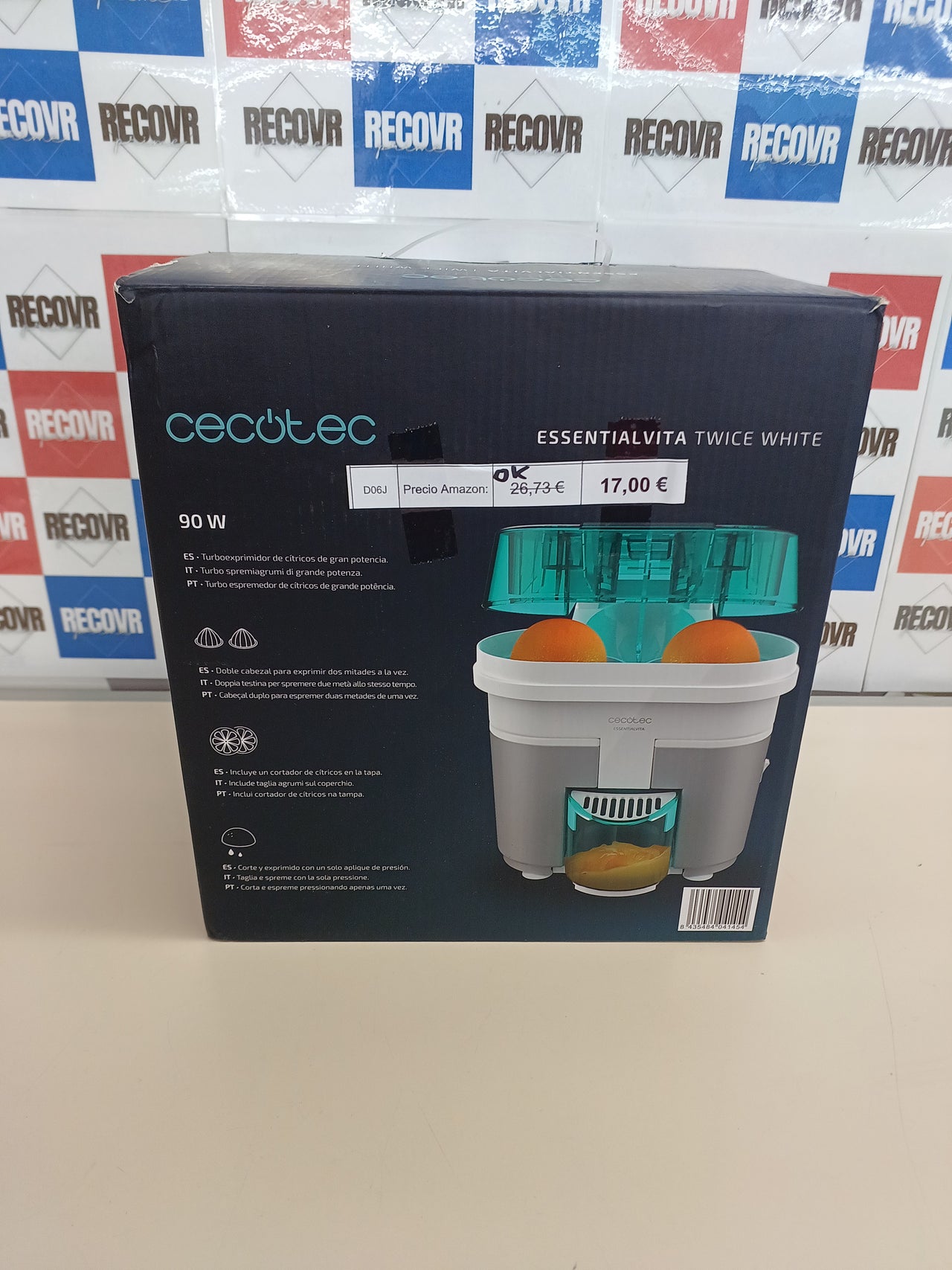 Exprimidor Cecotec EssentialVita Twice White 90W