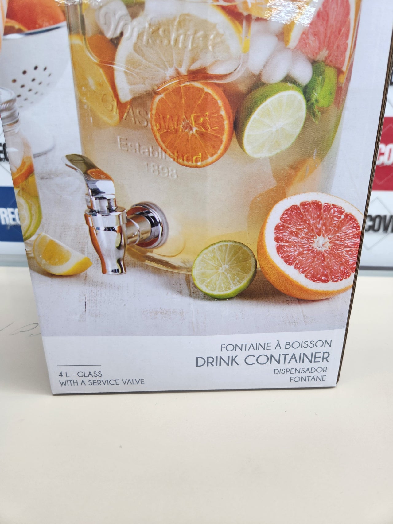 Dispensador 4 litros de capacidad,bebidas para fiestas, dispensador de jabón líquido con grifo, fuente de vidrio para bebidas Avilia
