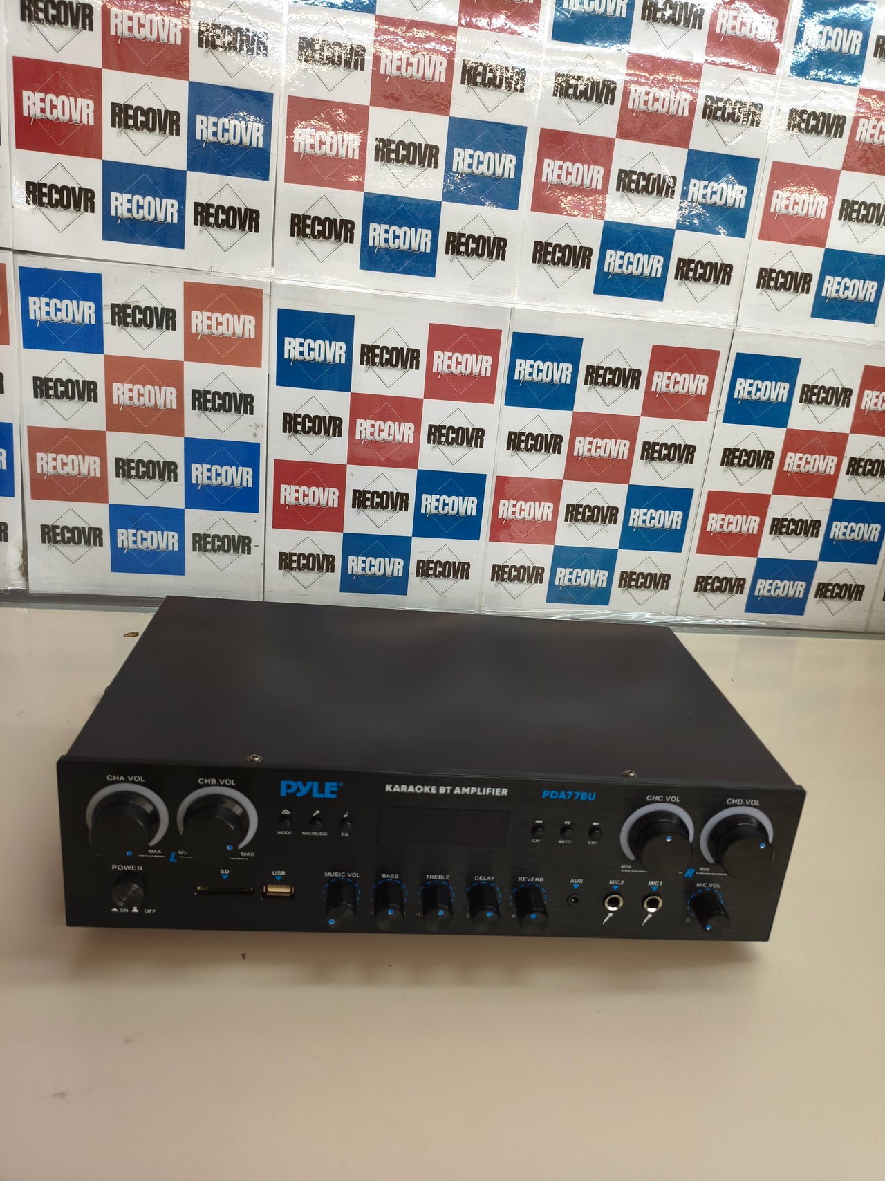 Pyle, amplificador estéreo 800W, Bluetooth, 4 canales, USB/SD/FM