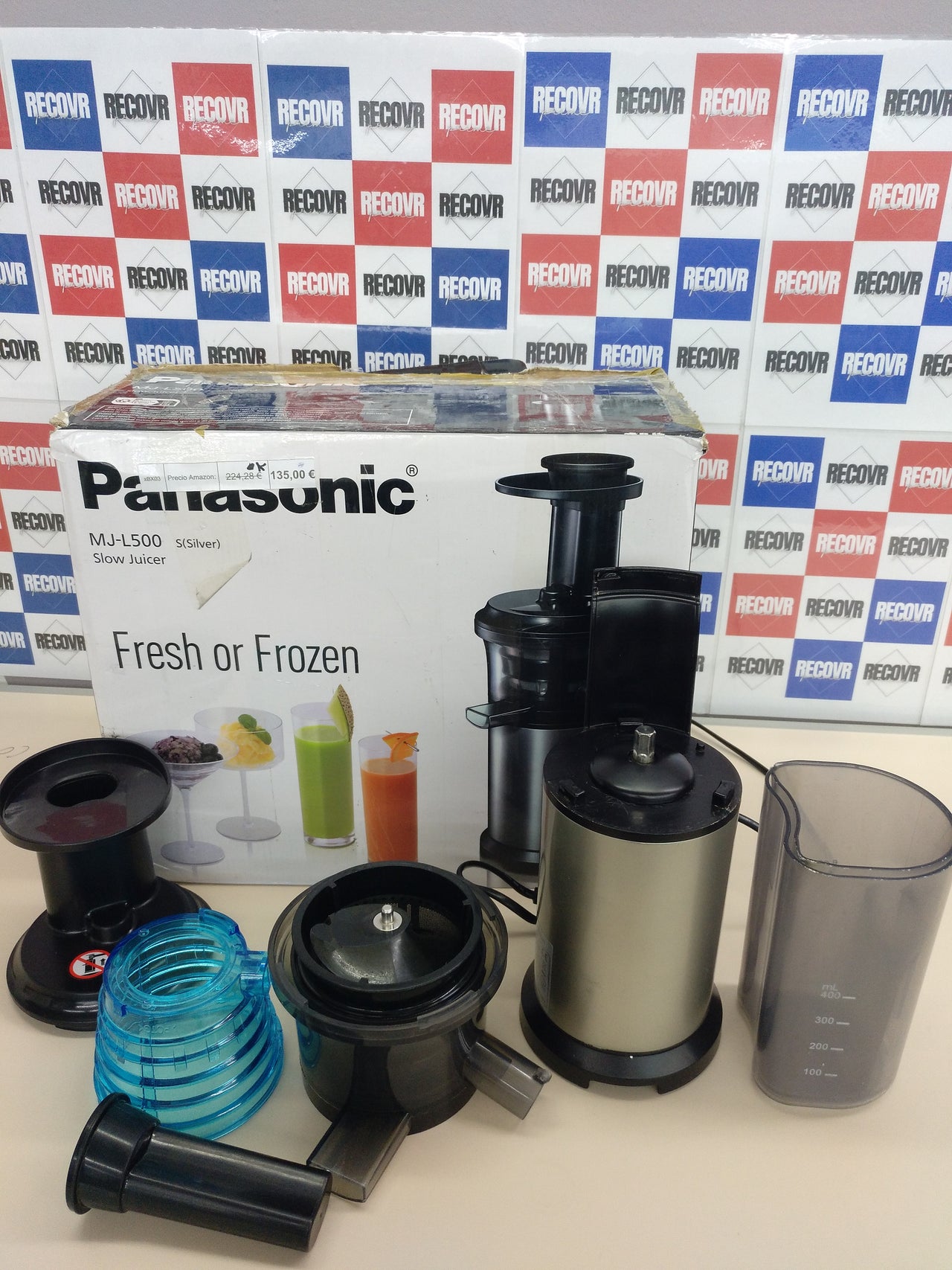 Panasonic MJ-L500 Exprimidor de velocidad lenta, 150 W, 1.3 litros, 2, Gris (Versión Importada)