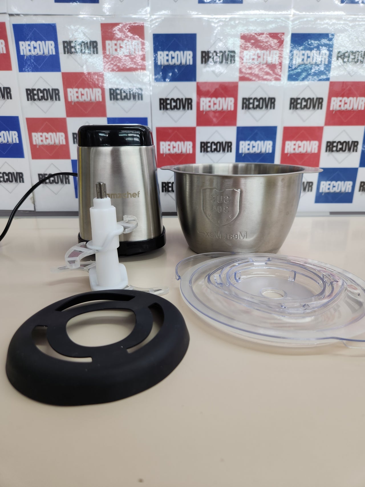 Picadora Eléctrica 500W, 1,5L AMZCHEF  Acero Inox