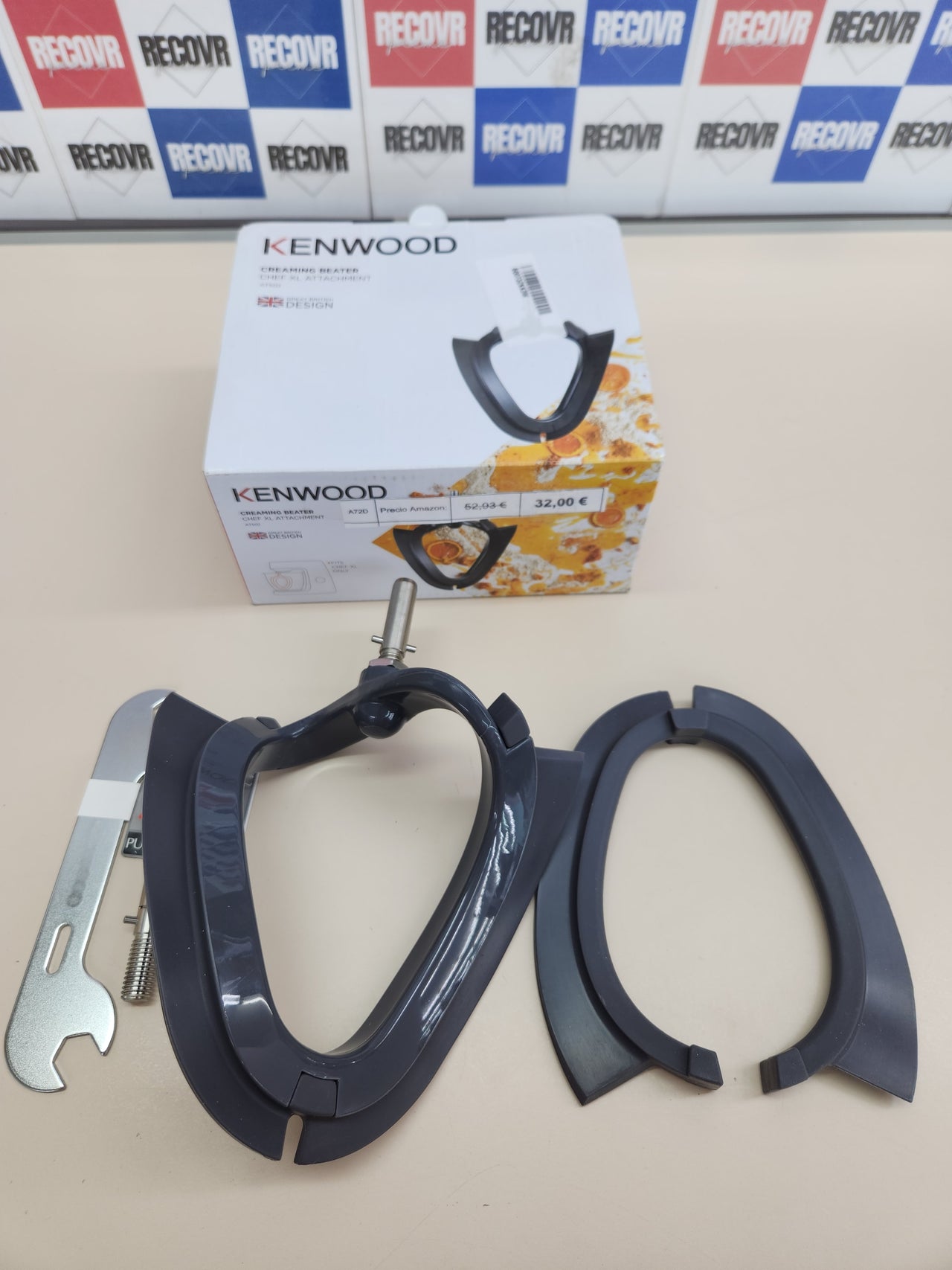 Kenwood AT502 - Accesorio batidora flexible para robots de cocina Major Mixer, plástico, gris
