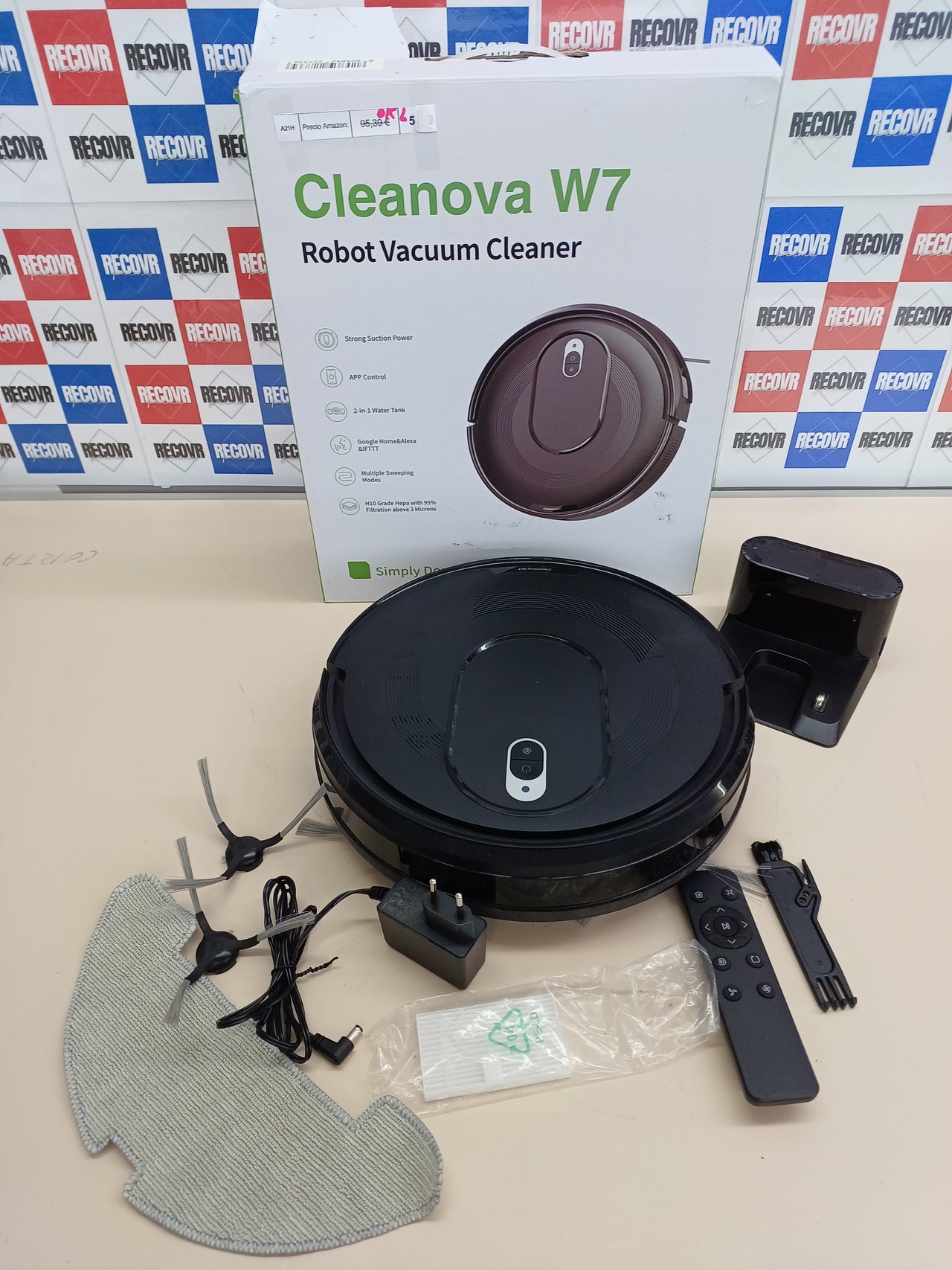 Robot Aspirador y Fregasuelos, Potente Succión 3600pa, 2 en 1 Robot Aspirador, Detección Inteligente, Duración de la Batería Ultralarga, Elimina Fácilmente Suciedad, Polvo y Pelos de Mascotas, Negro