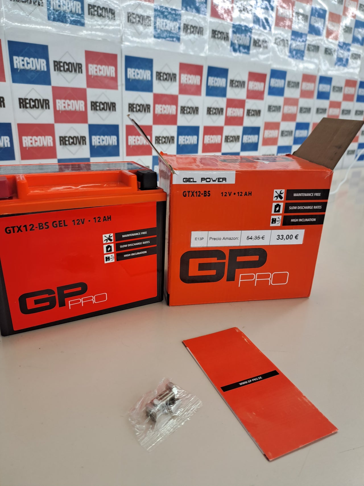Batería de moto GEL GP-PRO GTX12-BS 12V 12Ah sin mantenimiento