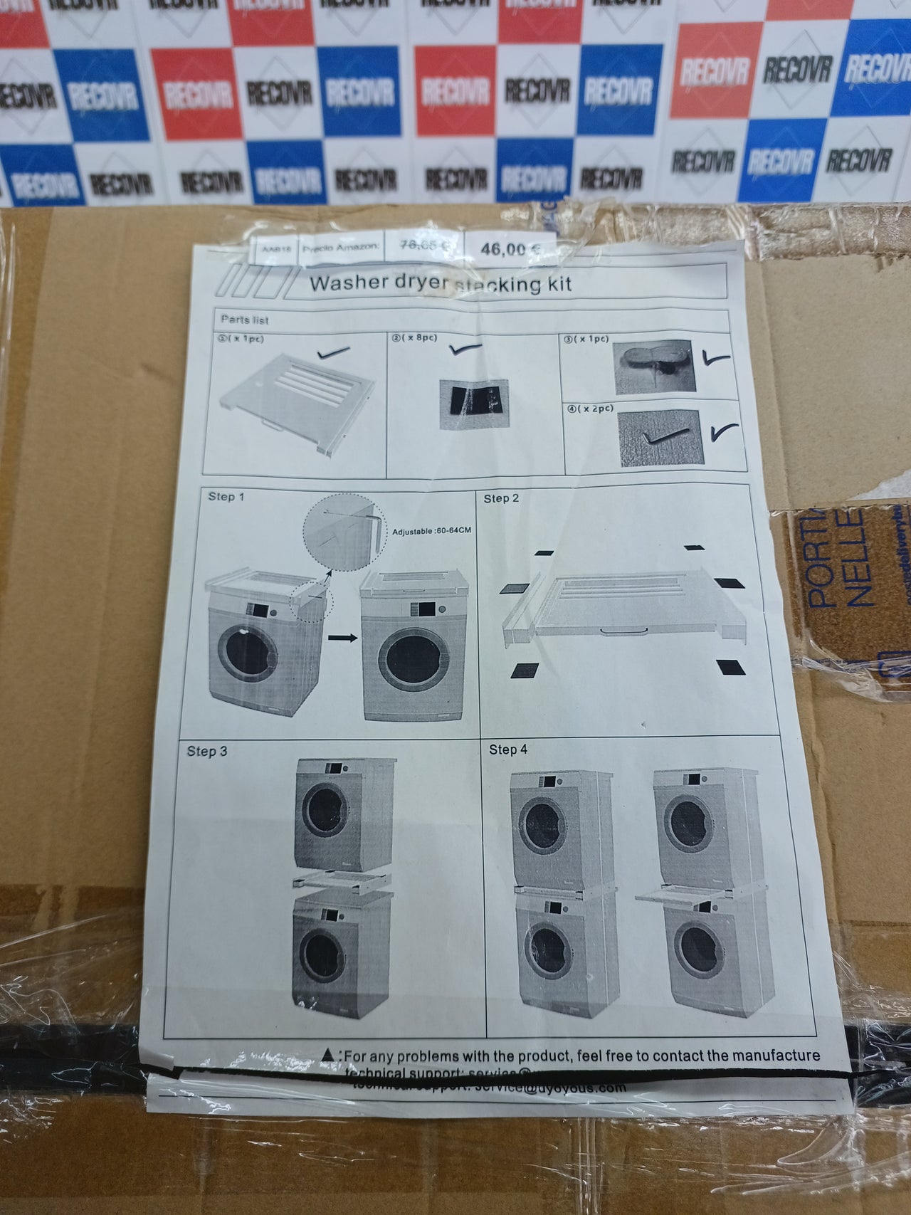 Kit de unión universal lavadora-secadora con bandeja y correa Nisorpa