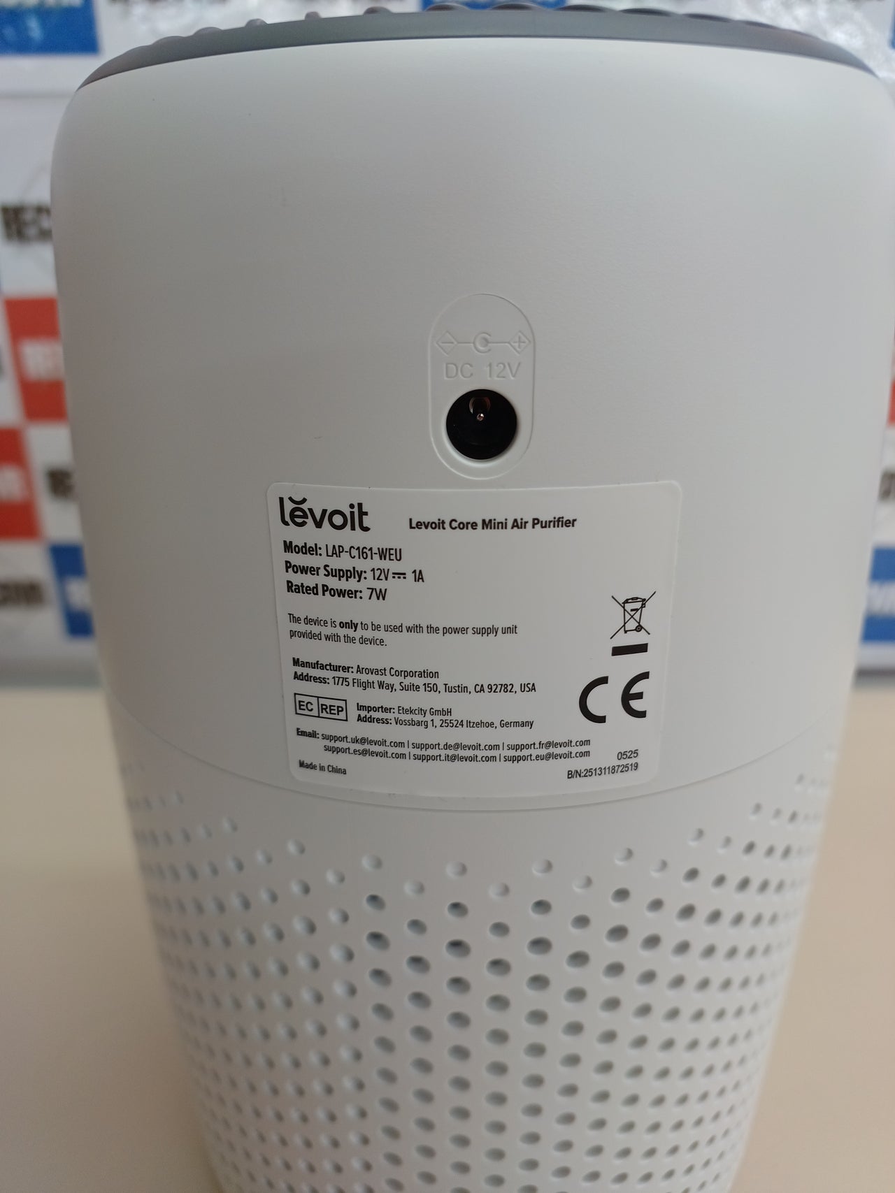 Purificador de Aire LEVOIT Core Mini, Silencioso, Filtro HEPA, 7W