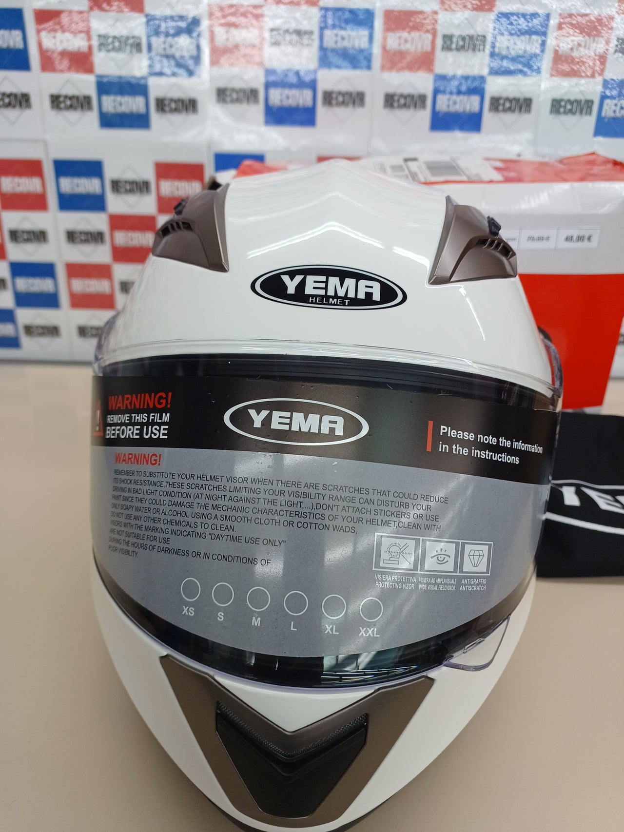 Casco Moto talla S (55 56 cm) Modular ECE Homologado - YEMA E13-0510253-WS  Casco de Moto Integral Scooter para Mujer Hombre Adultos con Doble Visera-Blanco-