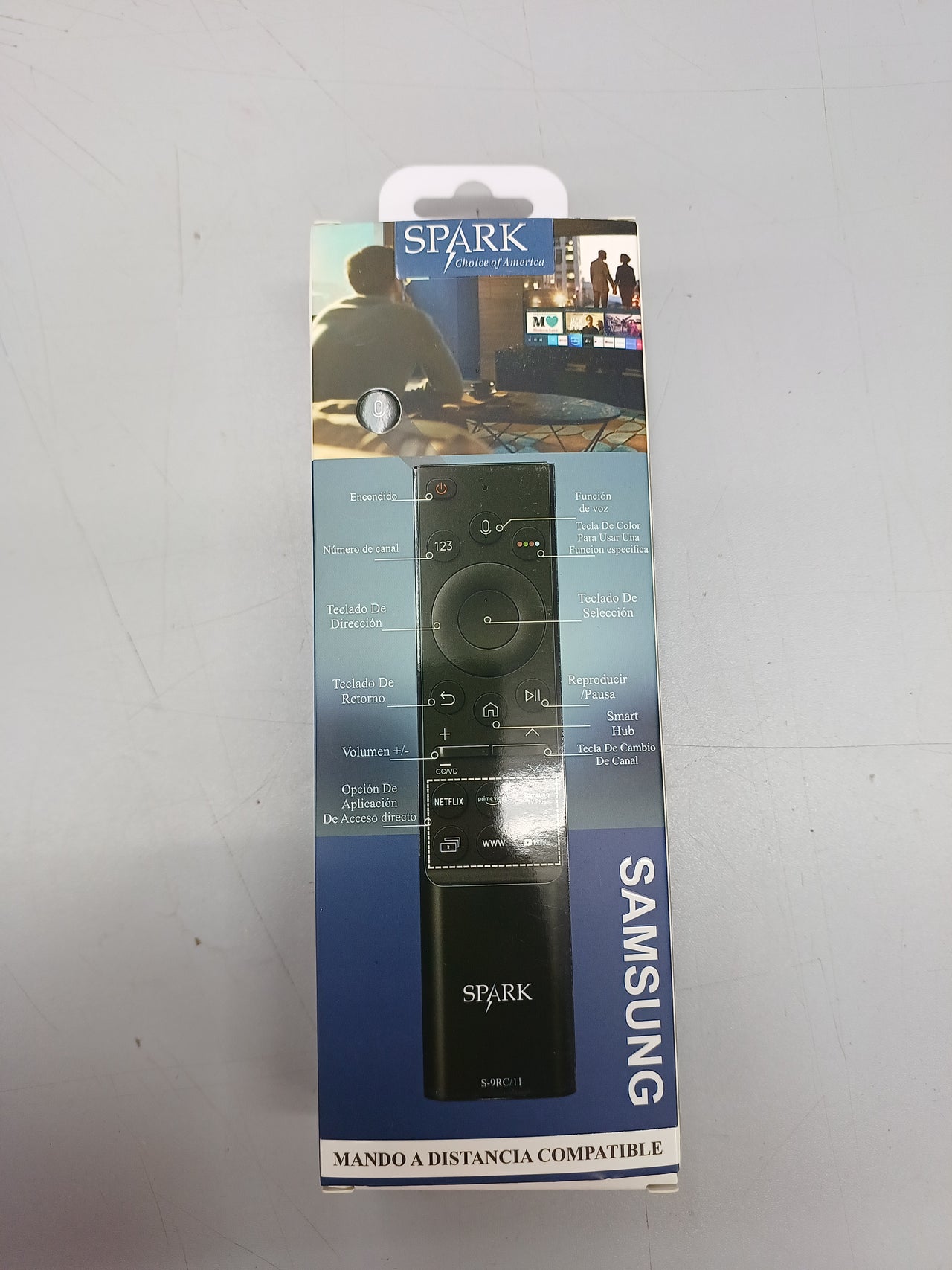 Mando compatible con TVs Samsungs, LCD/LED, no requiere configuración, códigos Samsungs preinstalados, Bluetooth, función de voz