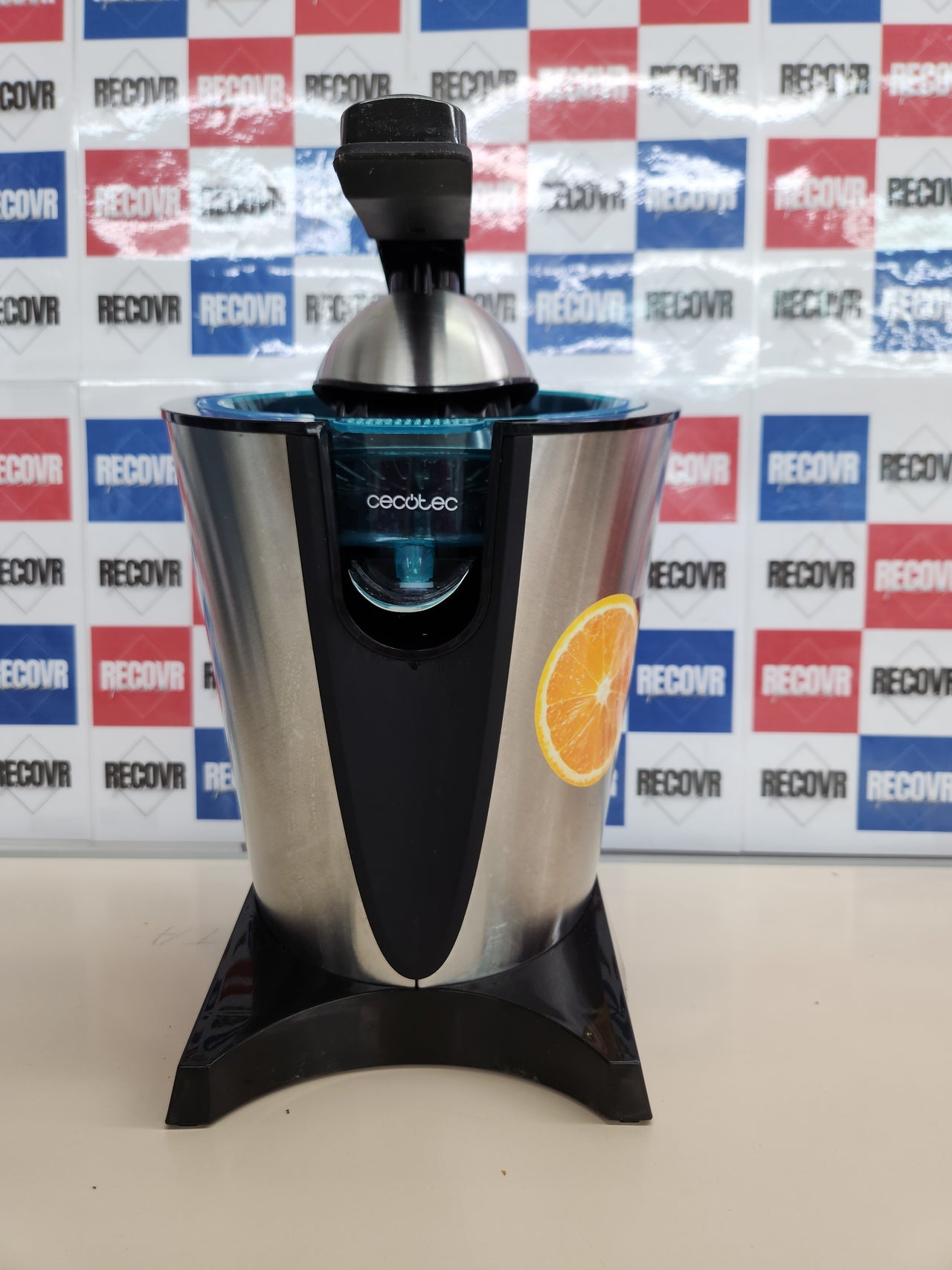 Exprimidor 600W eléctrico de brazo EssentialVita Hyden 600 Steel.Filtro de acero inoxidable, 2 Conos desmontables, Palanca de presión, Sistema antigoteo, Apto lavavajillas Cecotec